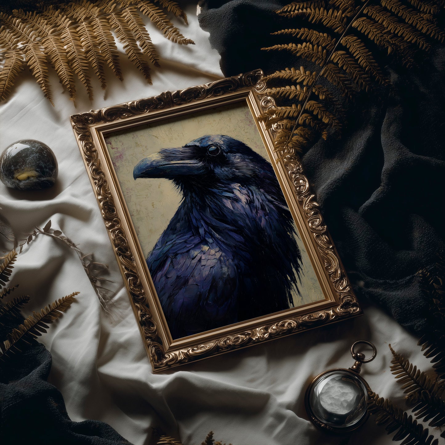 Midnight Wings Against Parchment Sky