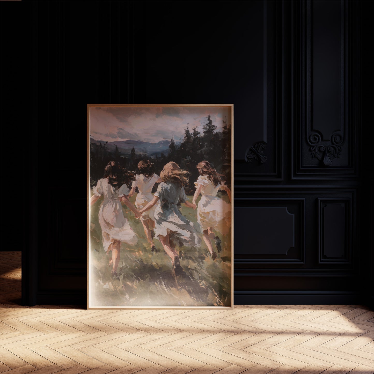 Summer Girls Rush Toward Mountains