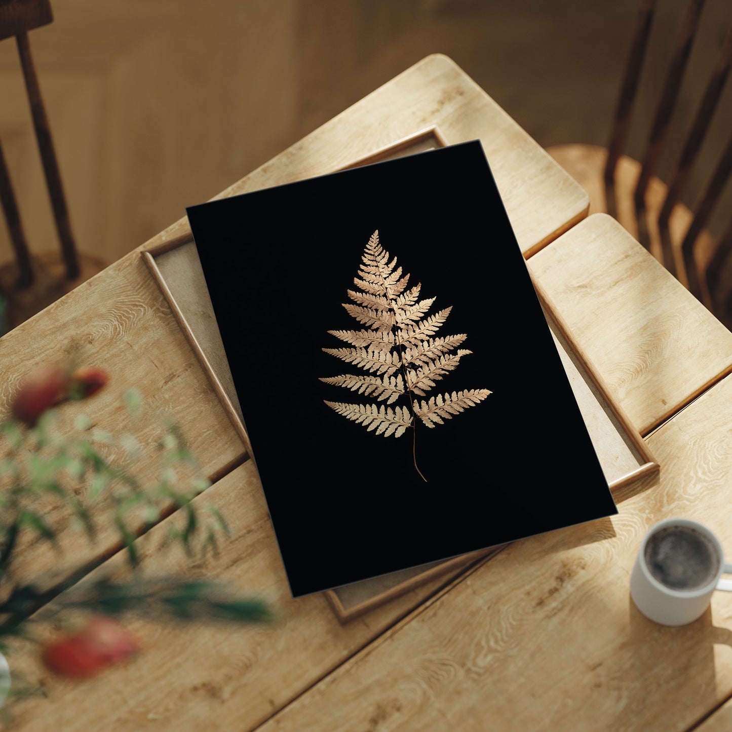 Golden Frond Against Midnight Canvas