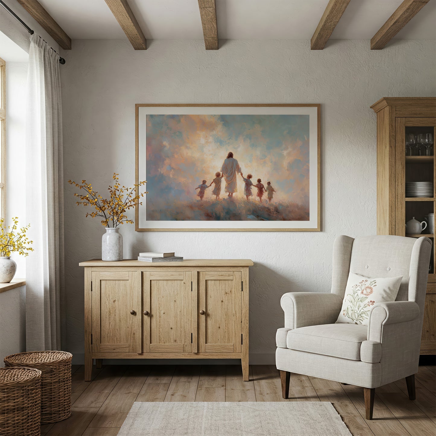 Children Walk Into Golden Light