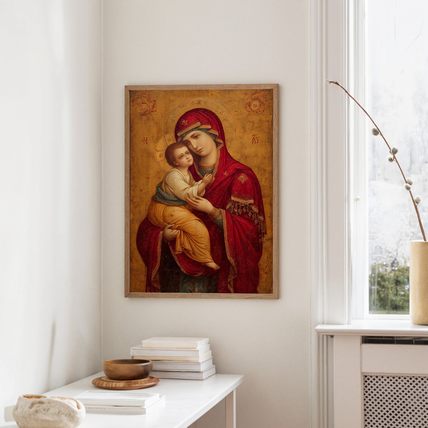 Sacred Crimson Against Golden Leaf