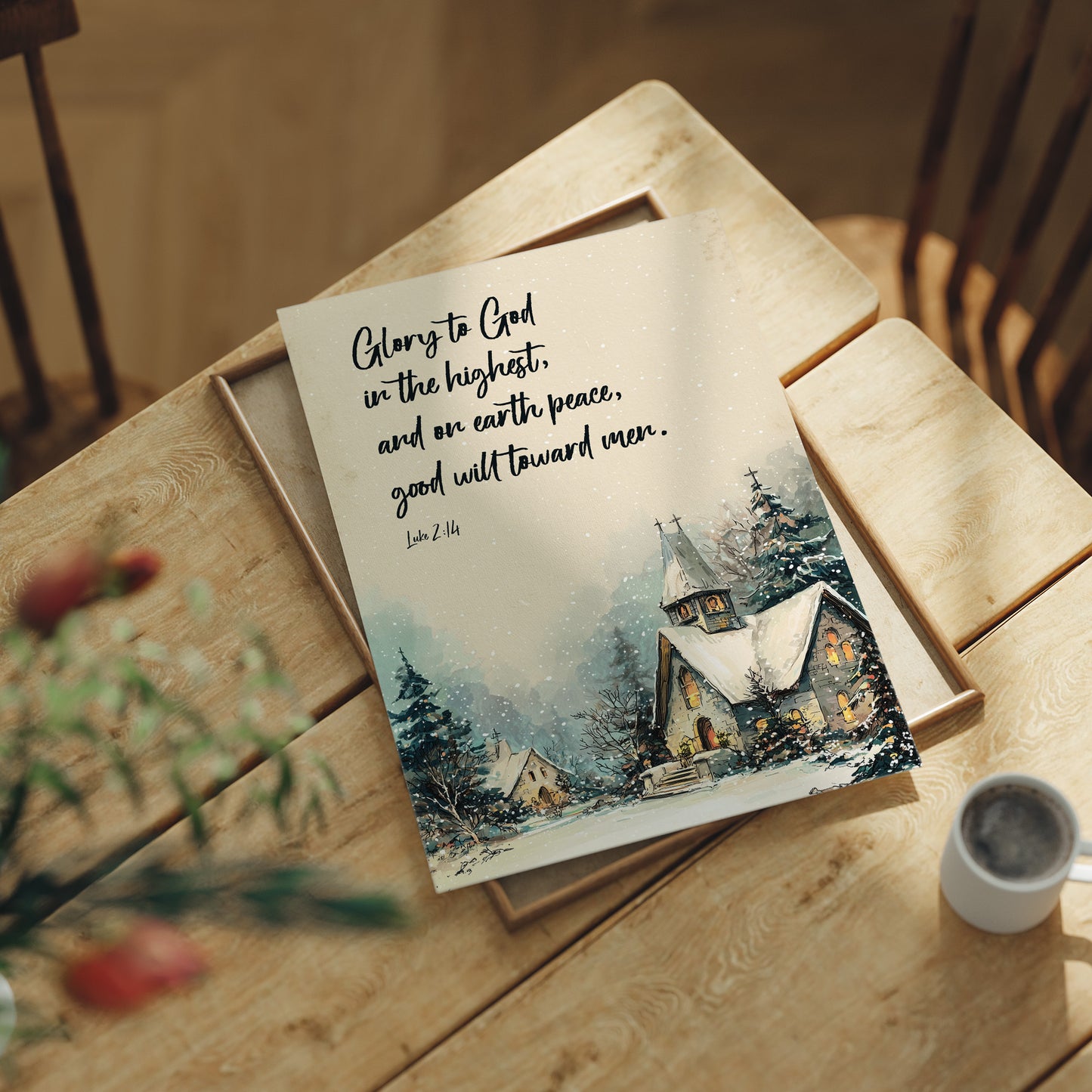 Winter Verse On Wooden Table