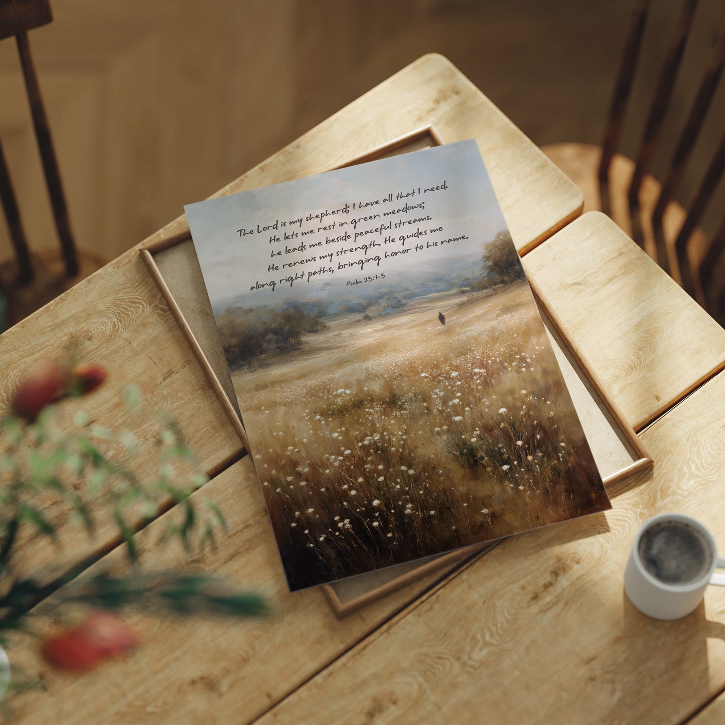 Psalm's Promise On Wooden Table