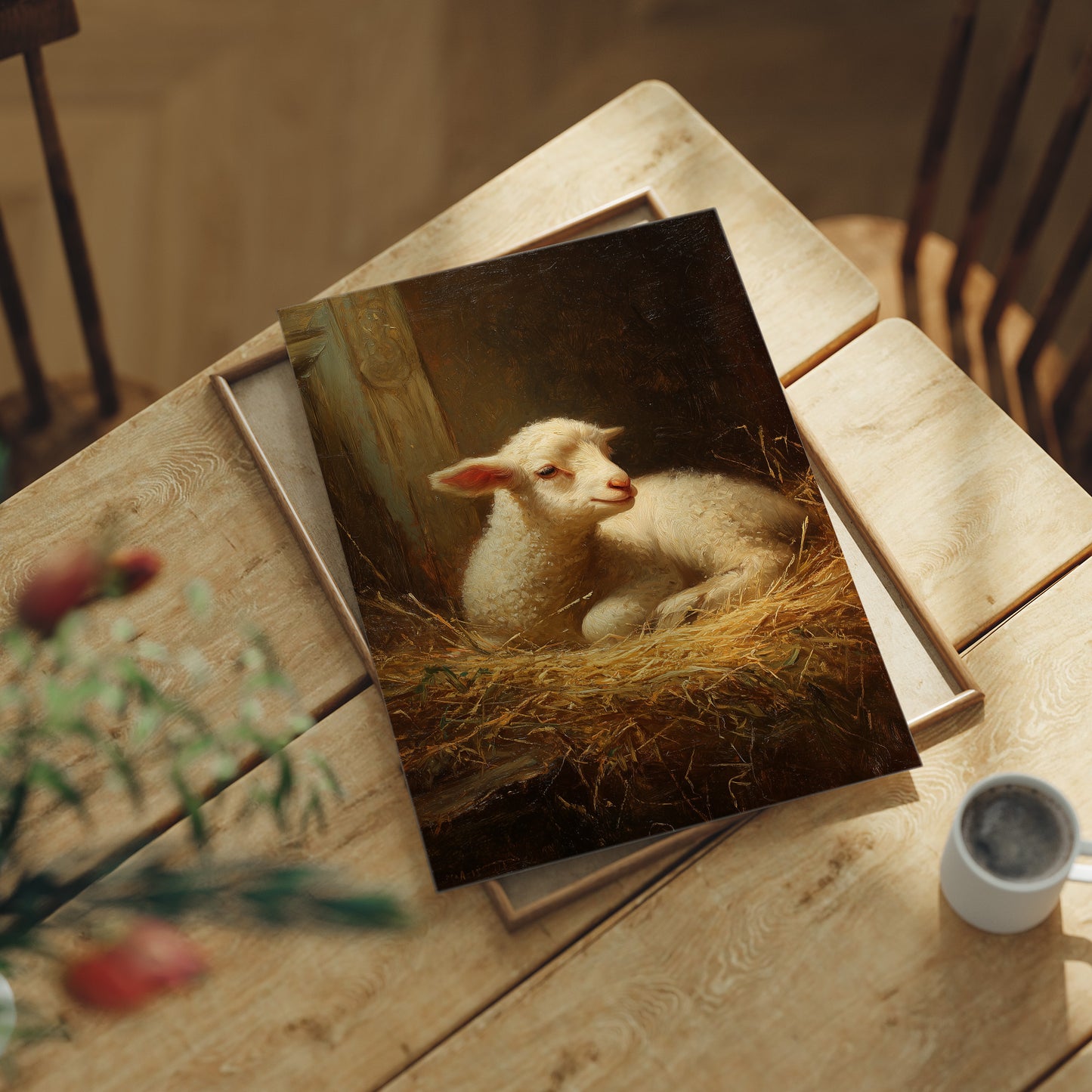 Innocent Lamb Rests in Golden Straw