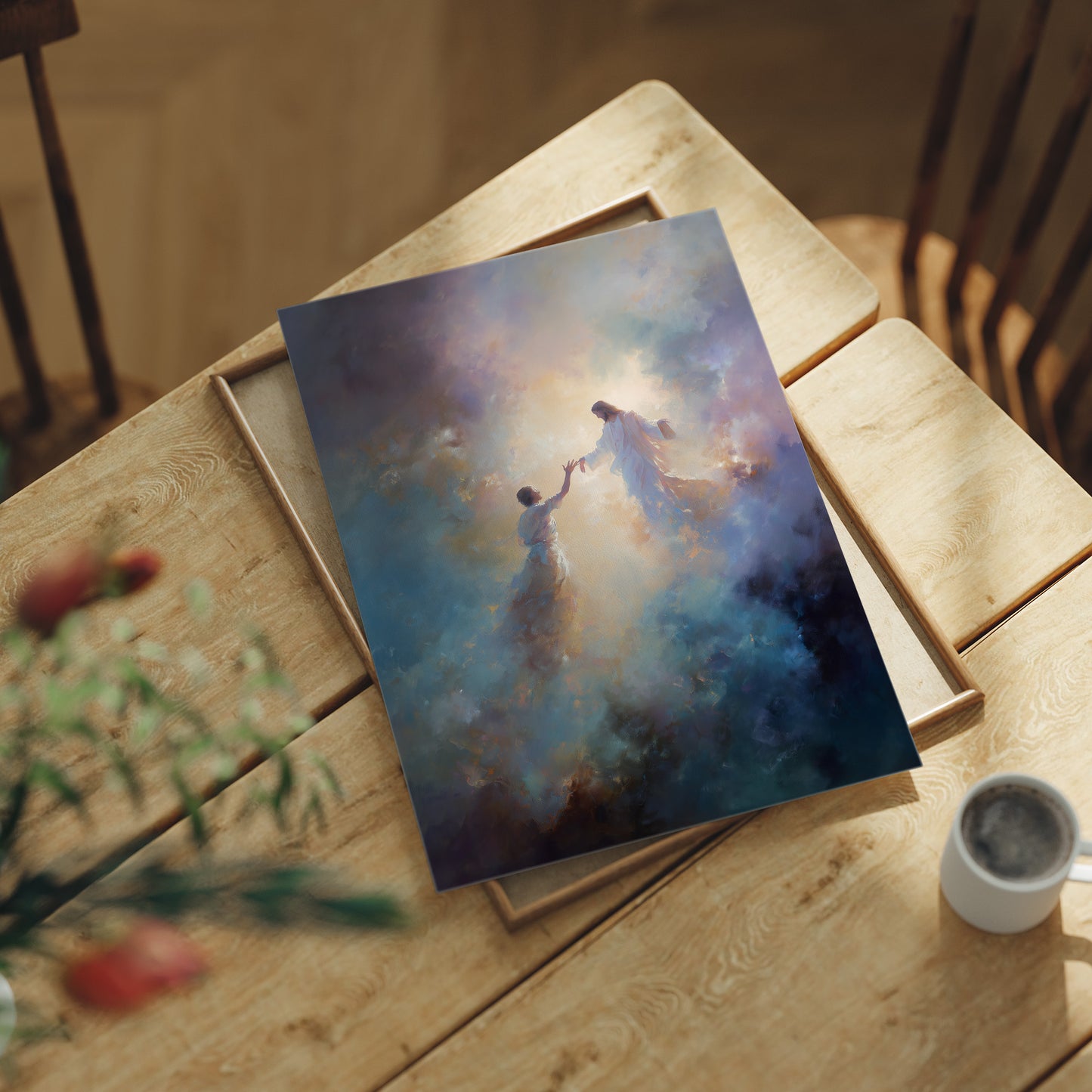 Celestial Embrace Through Luminous Clouds