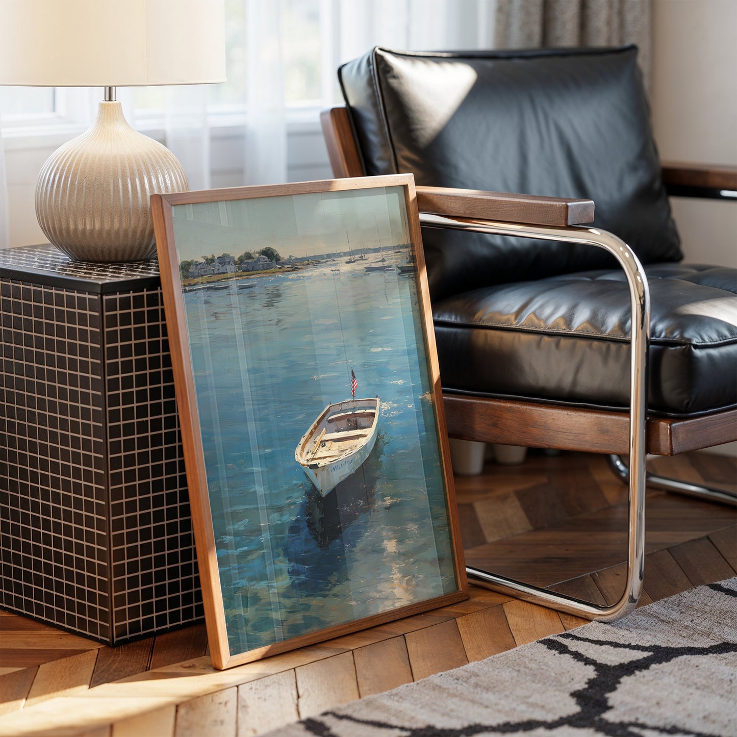 Patriotic Dinghy on Coastal Waters