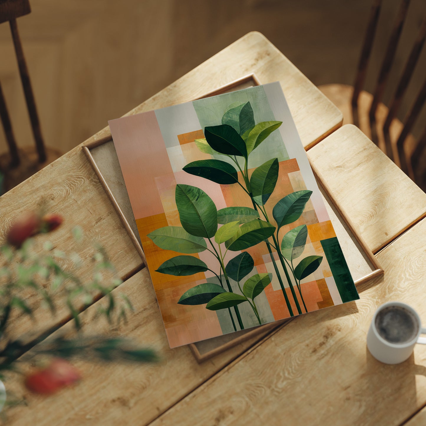 Geometric Harmony: Foliage in Warm Abstraction