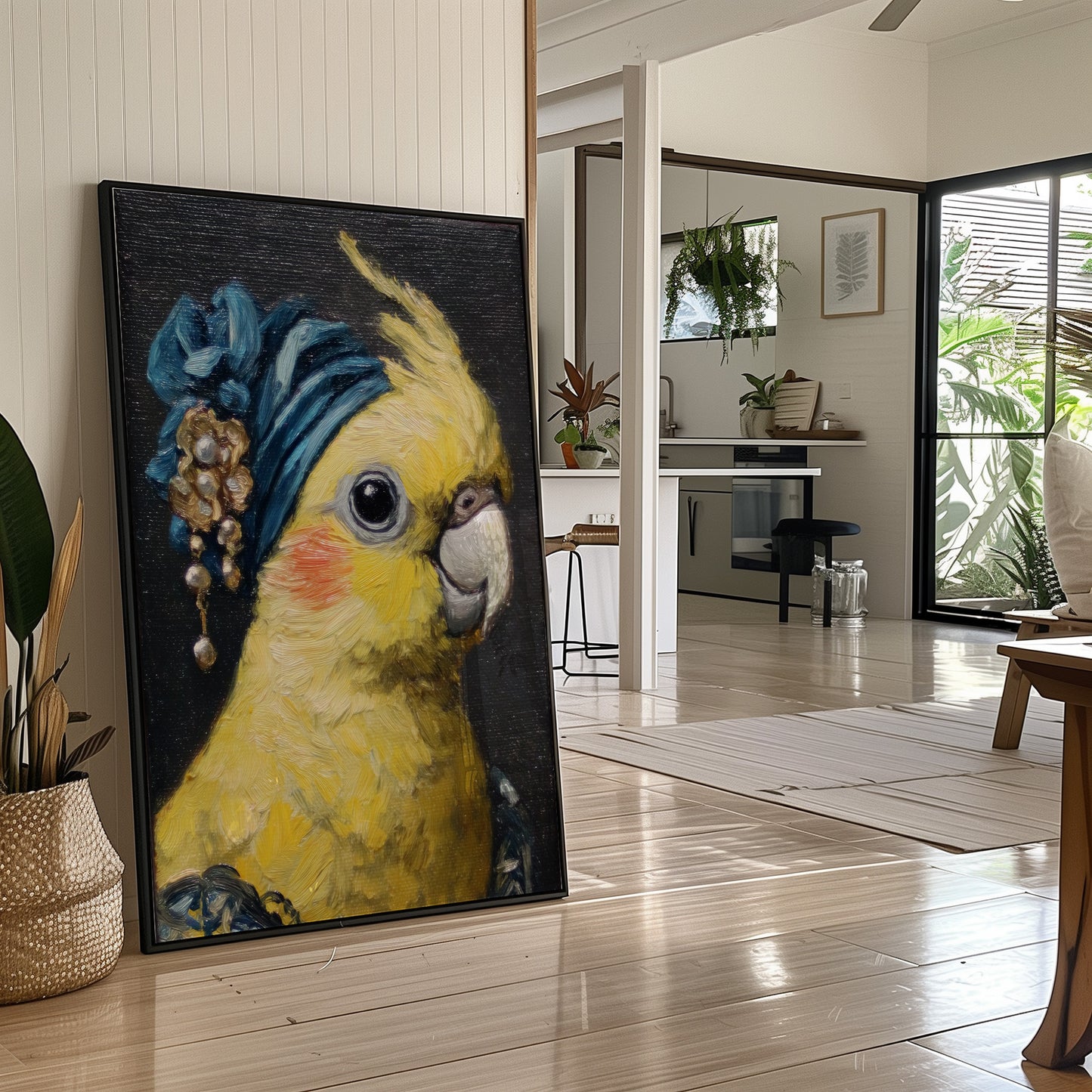 Royal Plumage: Cockatiel in Sapphire Turban