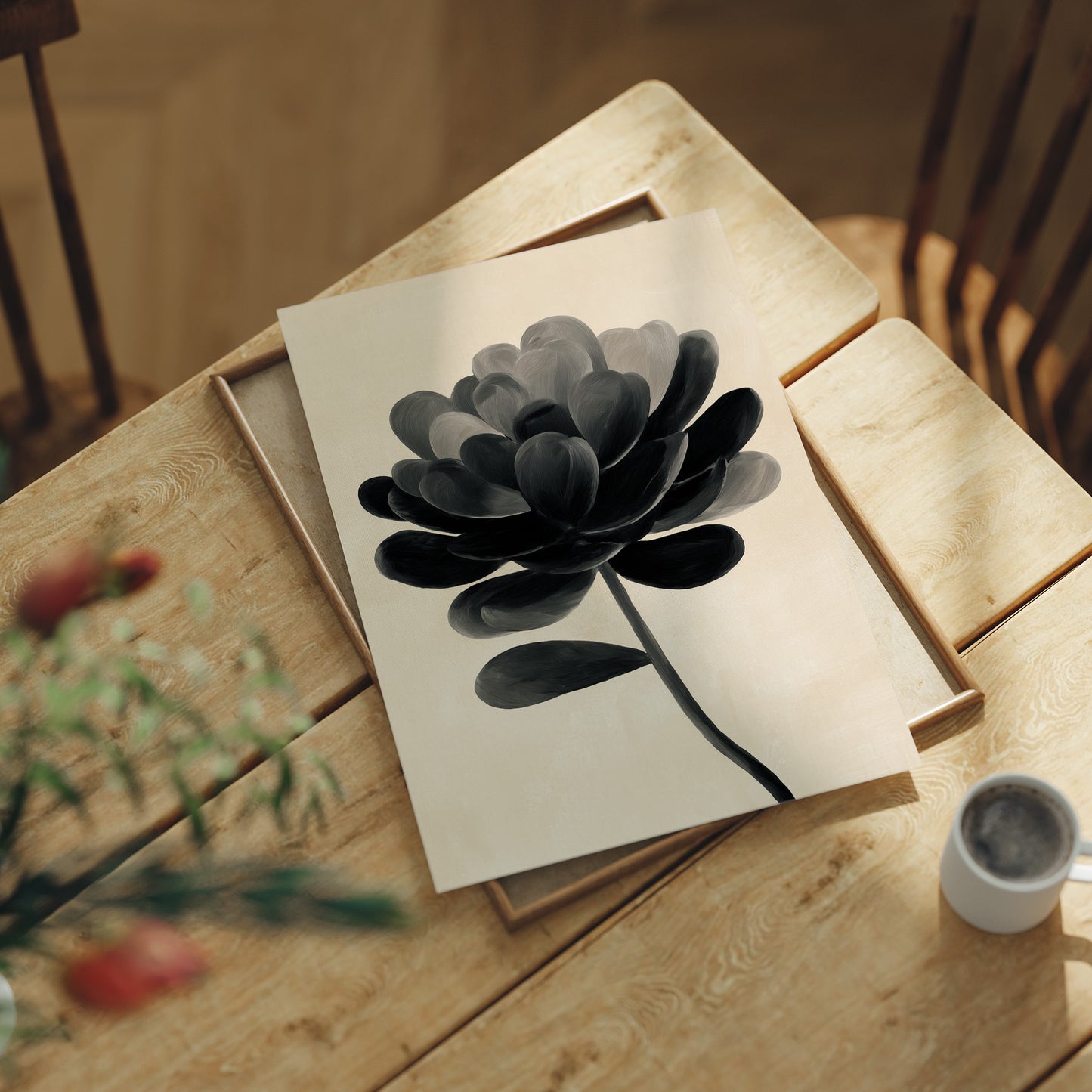Monochrome Bloom in Shadowed Elegance