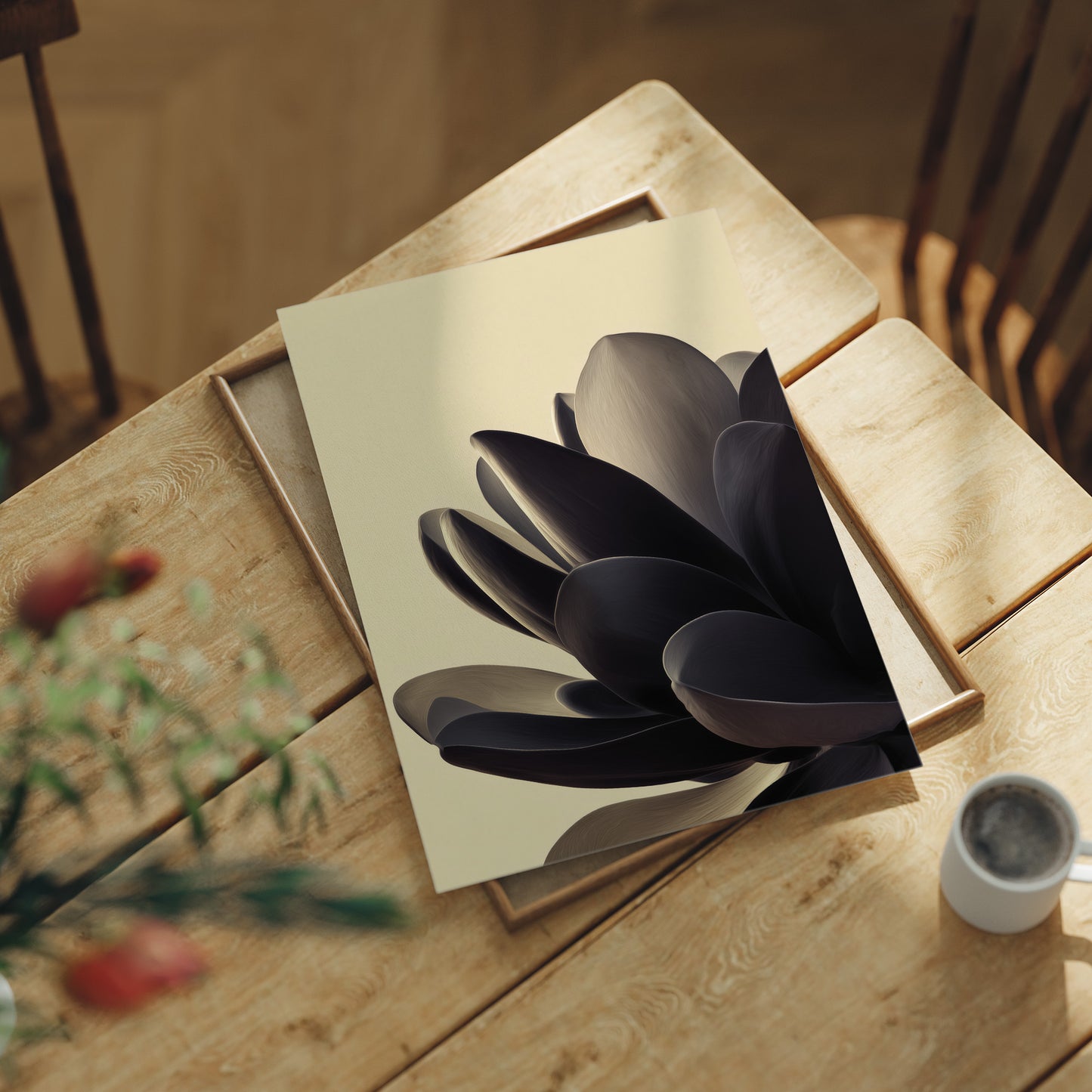 Midnight Petals in Cream Silence