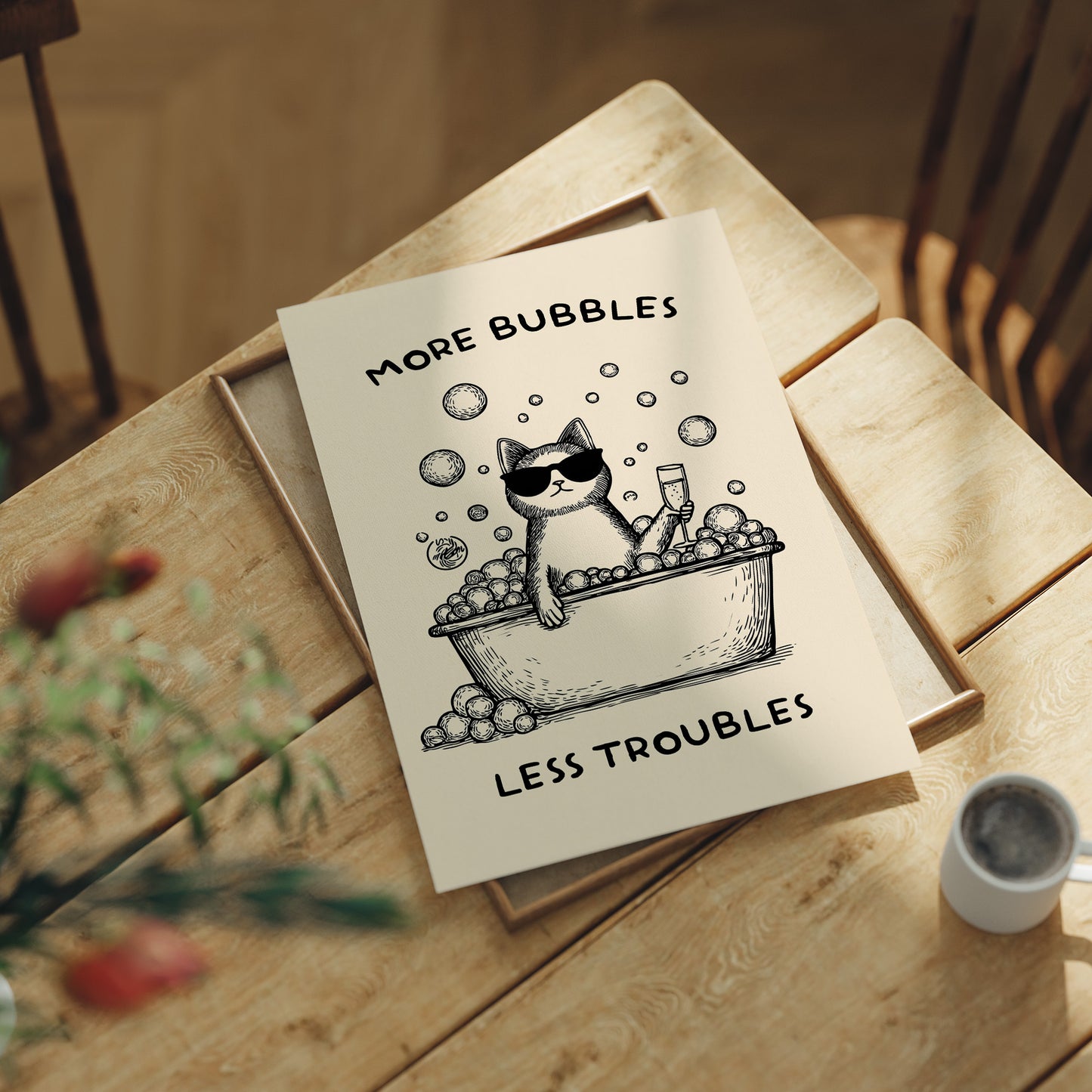 Feline Luxury: Champagne Bath Indulgence