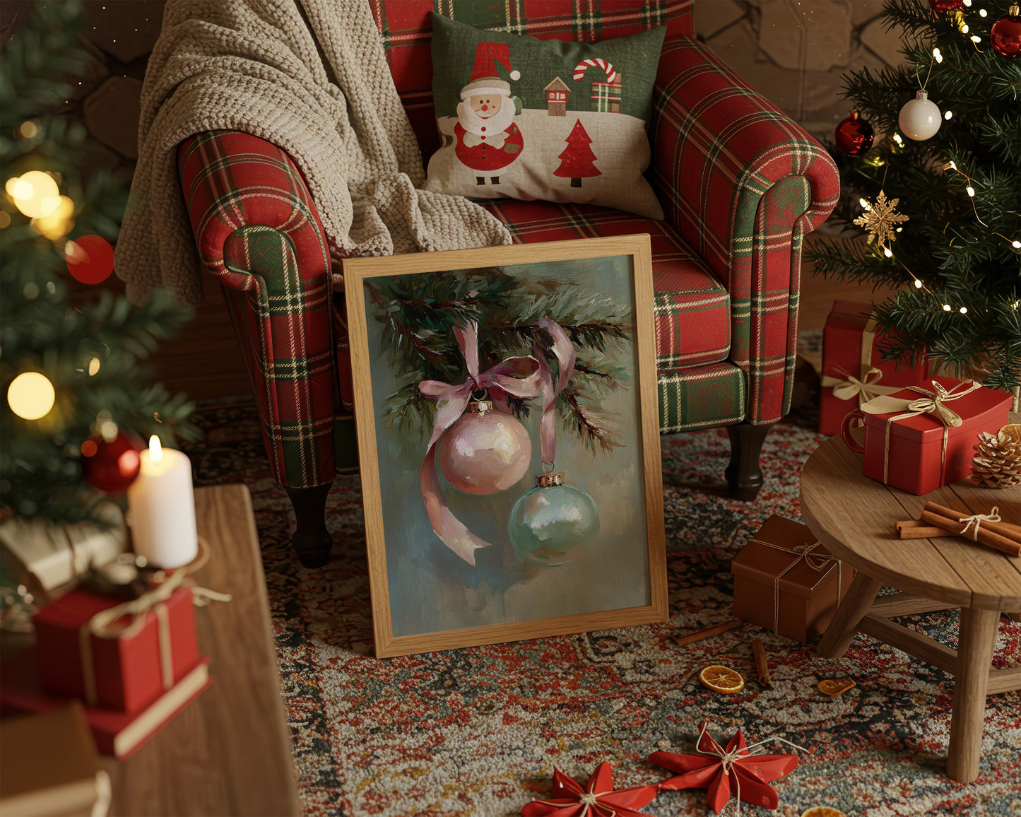 Vintage Ornaments Dance on Evergreen Bough