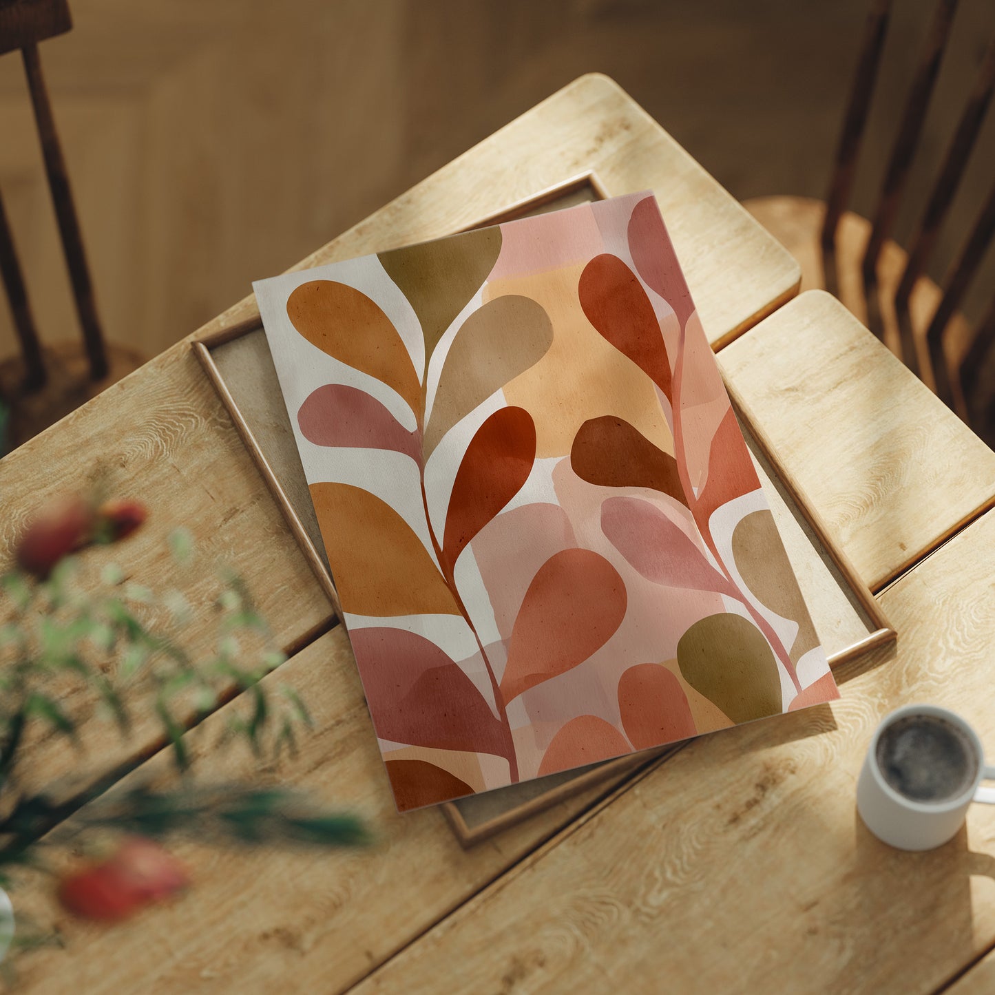 Terracotta Leaves Reach Toward Warmth