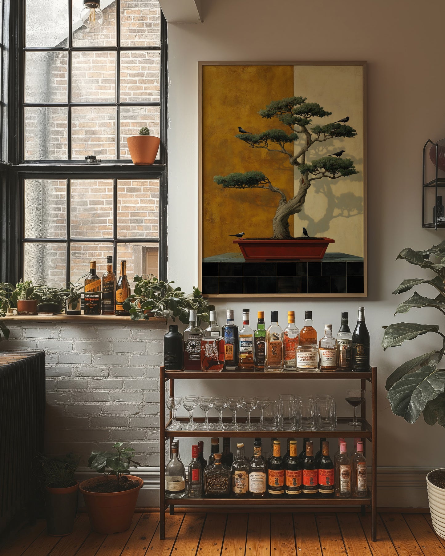 Birds Rest On Ancient Bonsai Branches