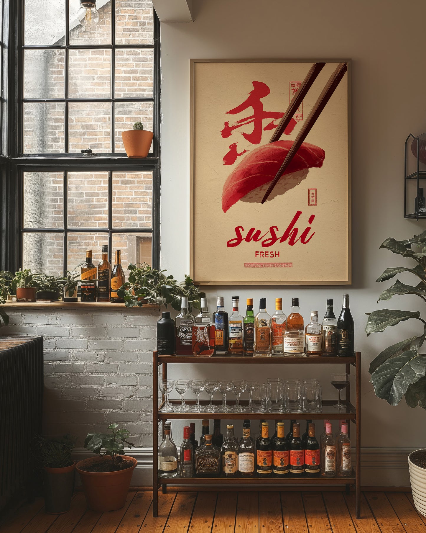 Red Brushstrokes Tell Sushi Stories