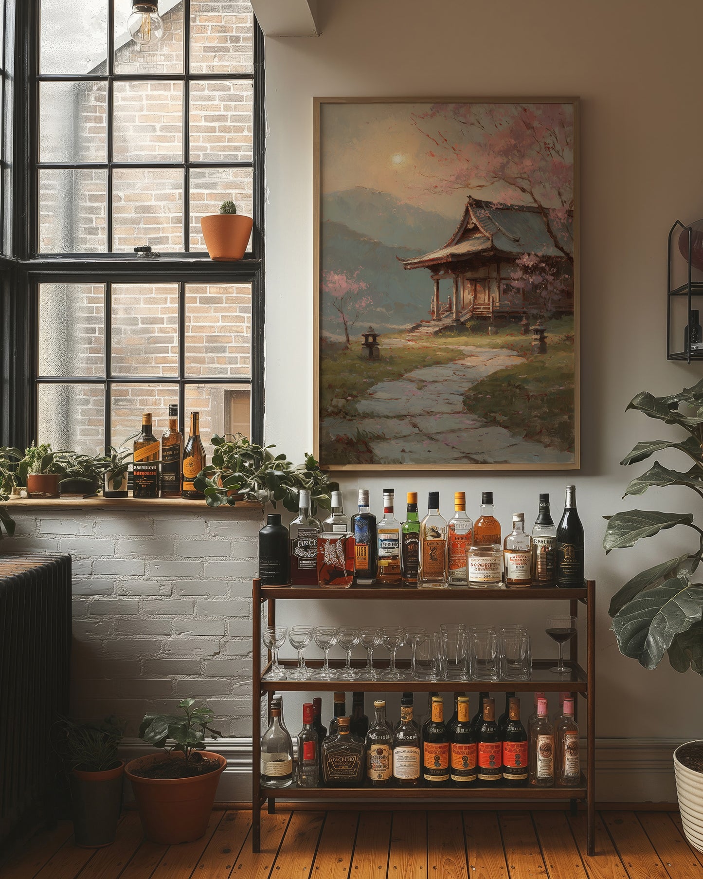 Cherry Blossoms Guard Ancient Temple Path