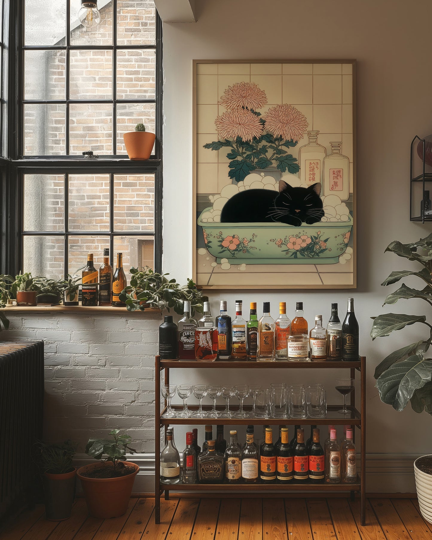 Black Cat's Garden Bath Dreams