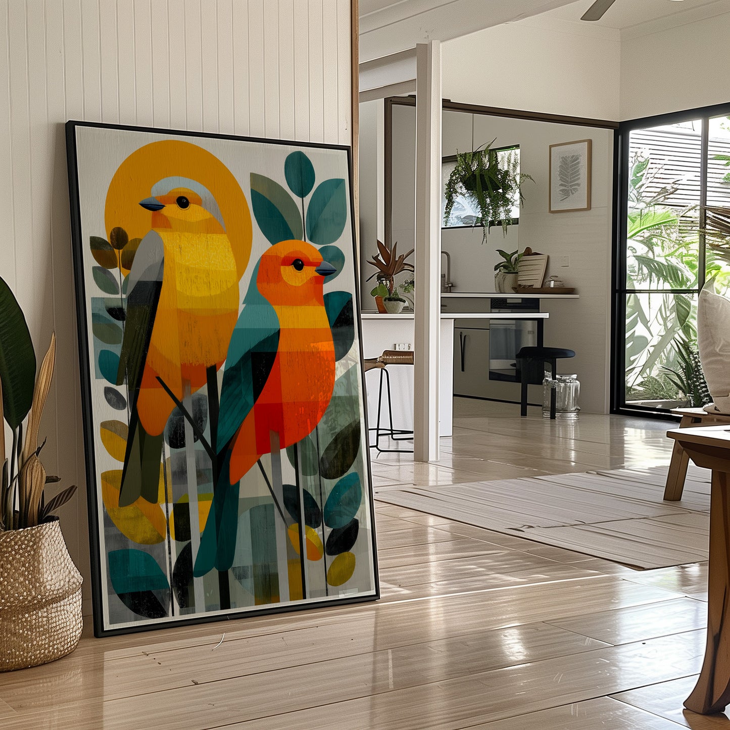 Sunlit Birds Share Garden Secrets