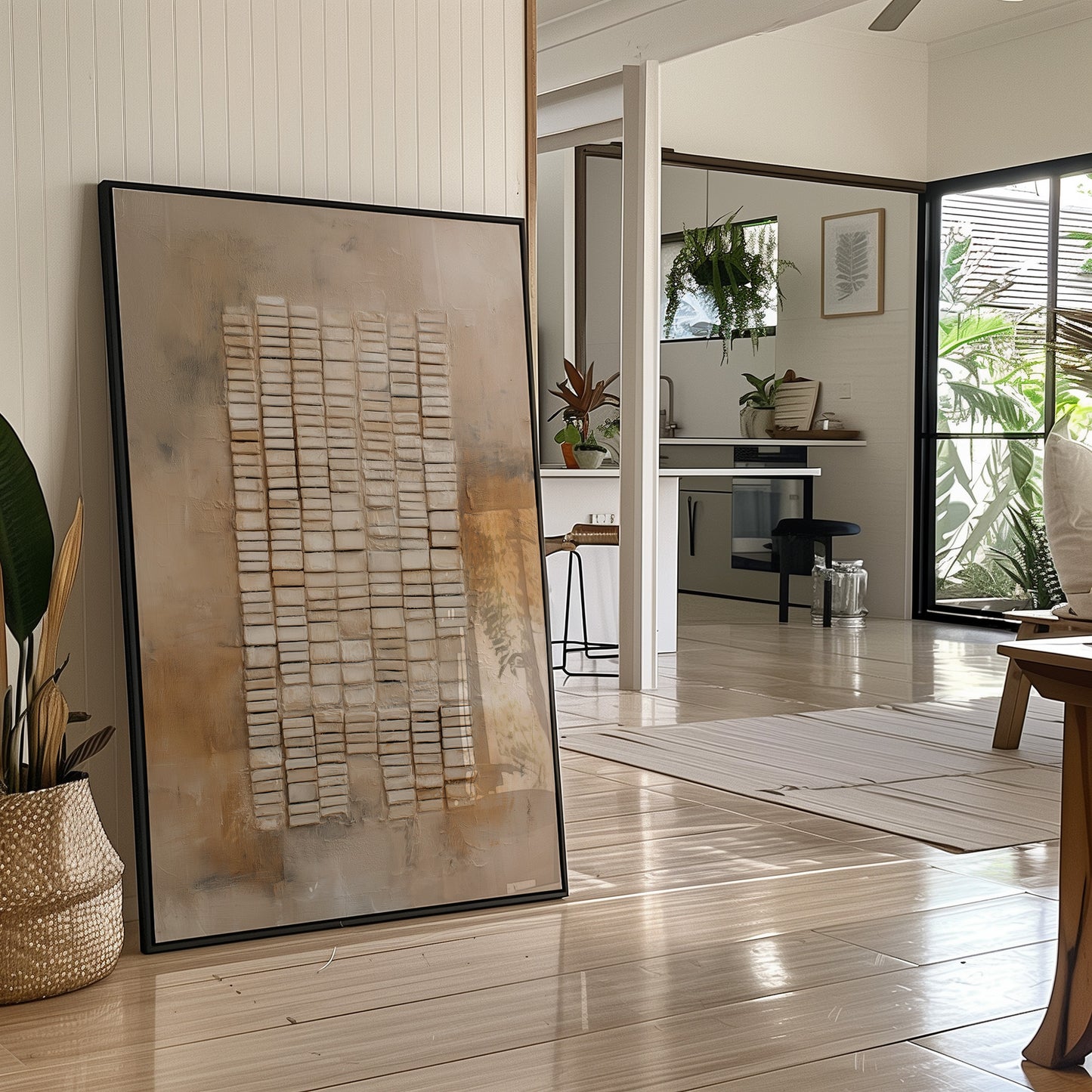 Sunlit Bar Cart Meets Abstract Lines