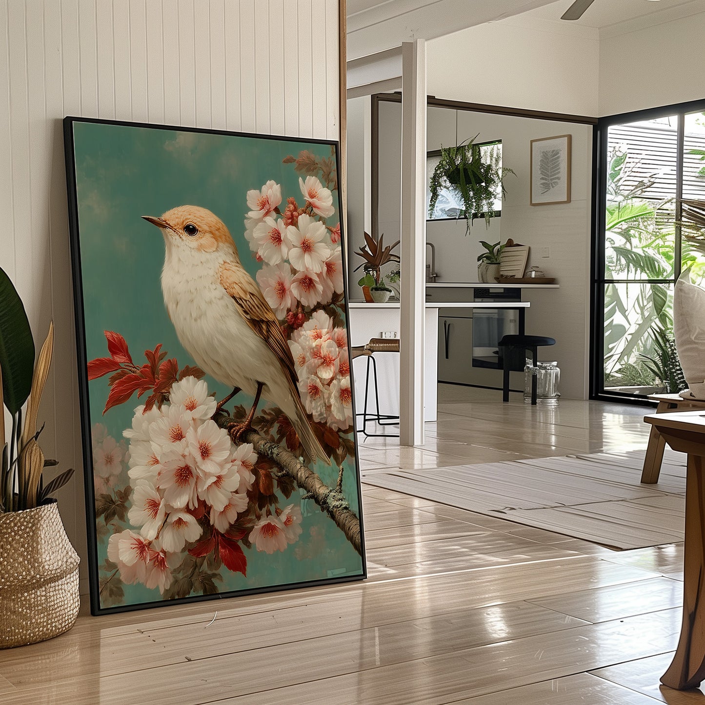 Songbird Perches Among Cherry Blossoms