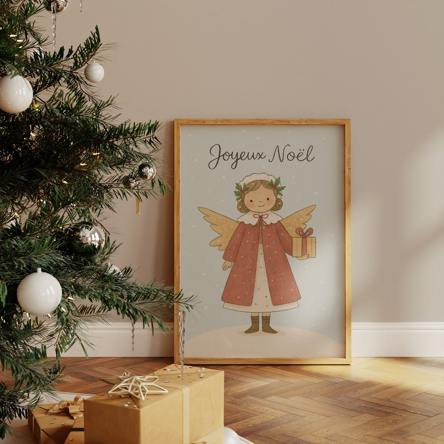 French Holiday Angel Brings Gifts