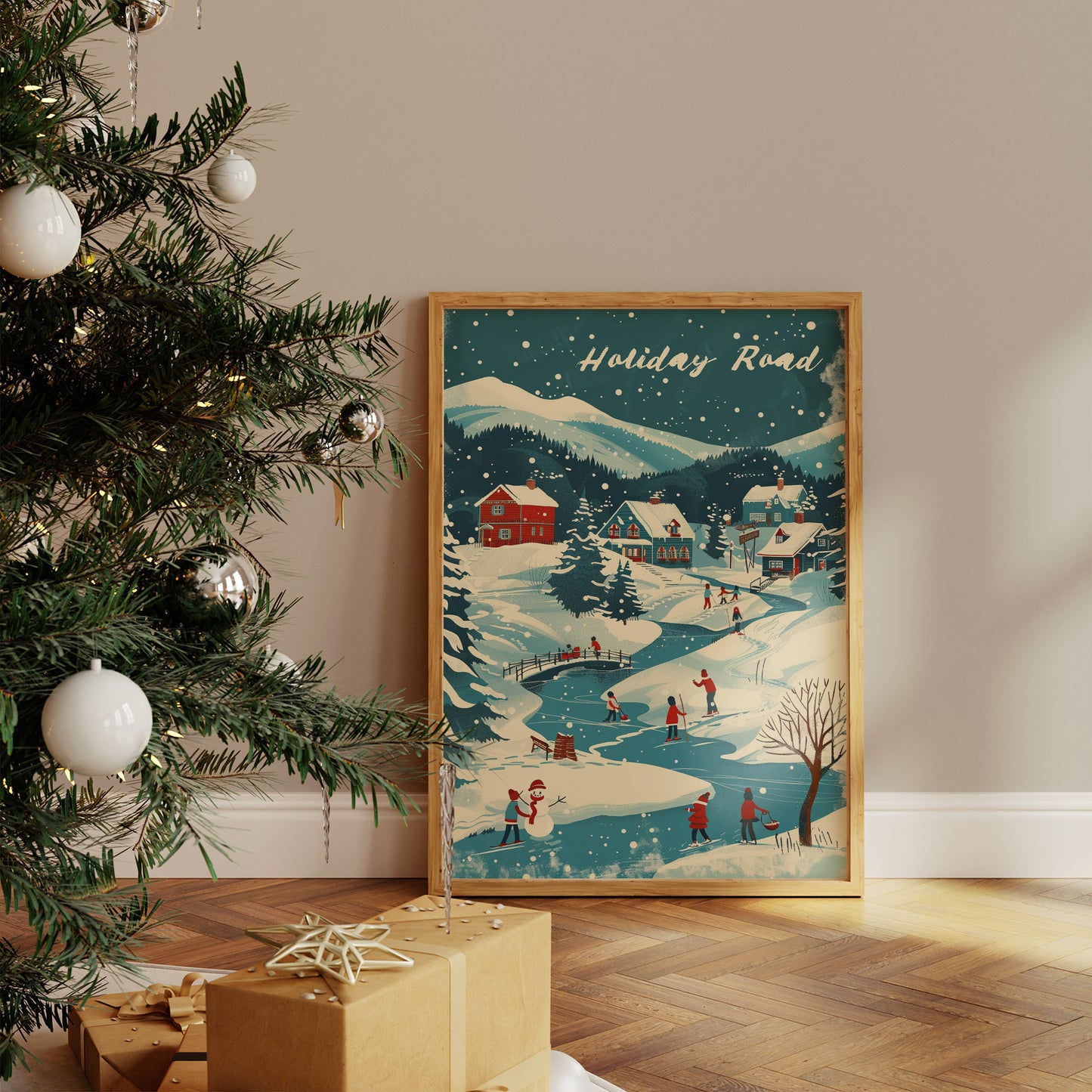 Alpine Village Under Winter Stars