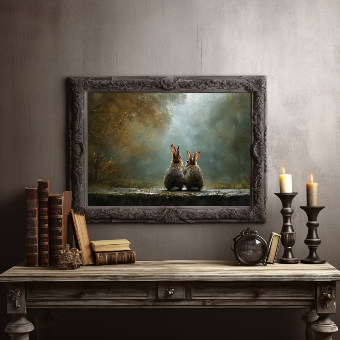 Quiet Companions In Misty Forest