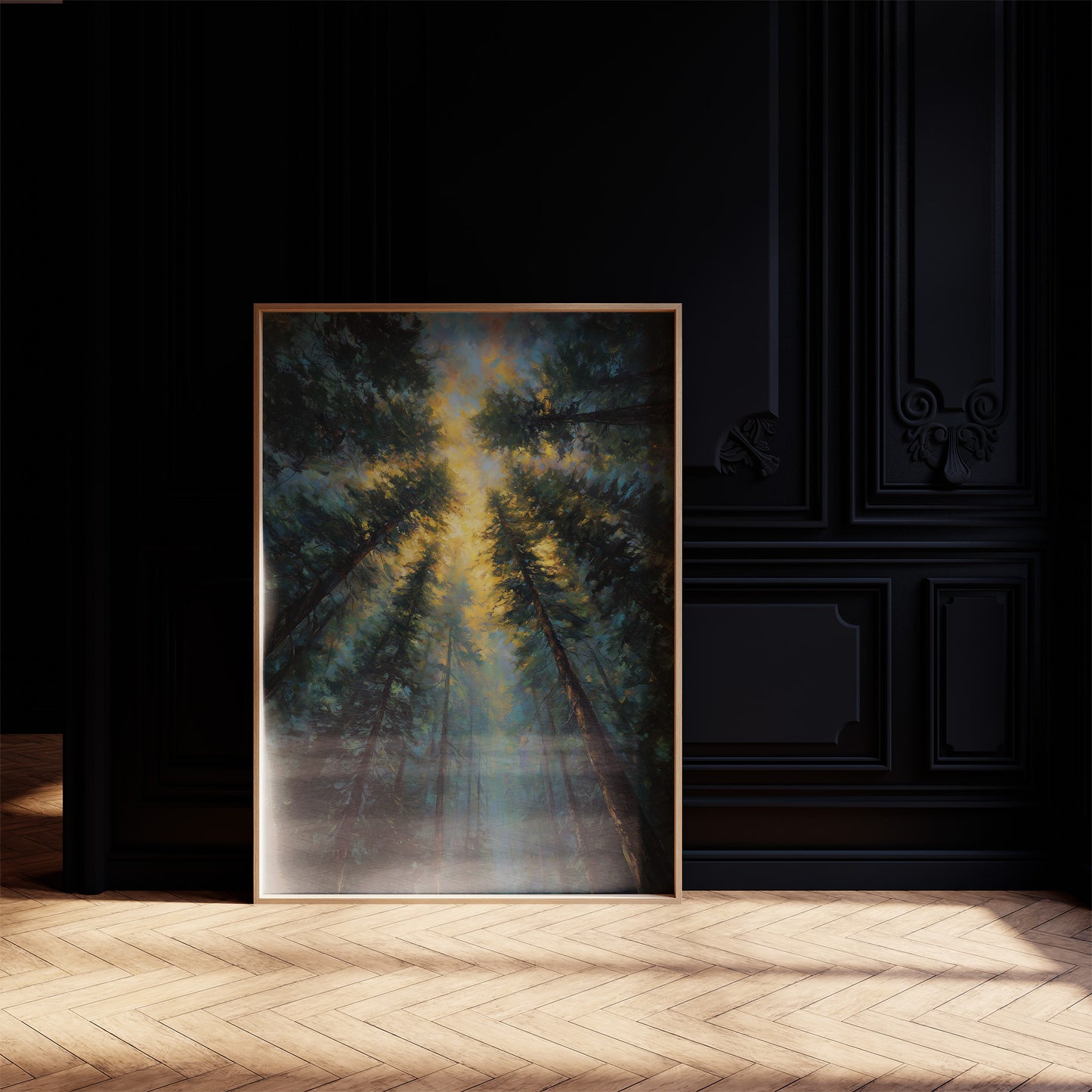 Sunbeams Pierce Ancient Forest Canopy
