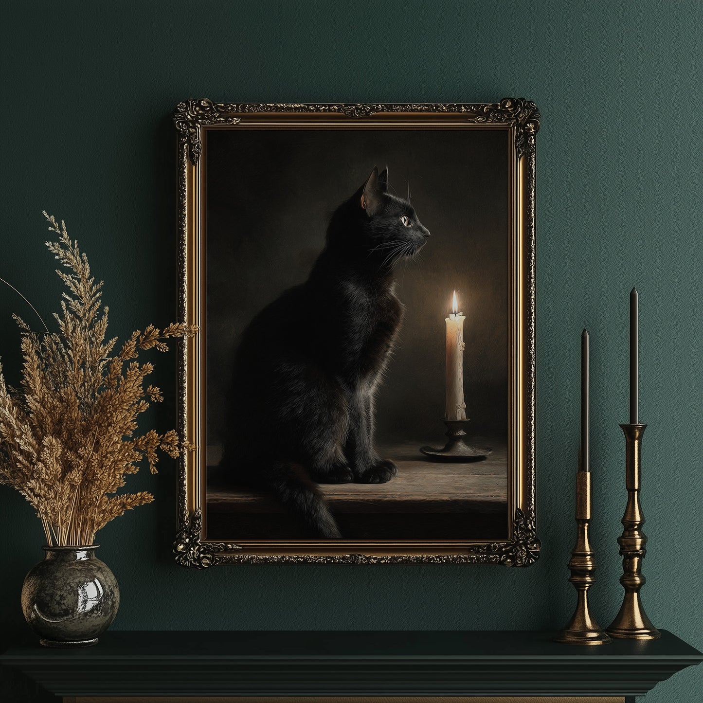 Feline Vigil By Candlelight