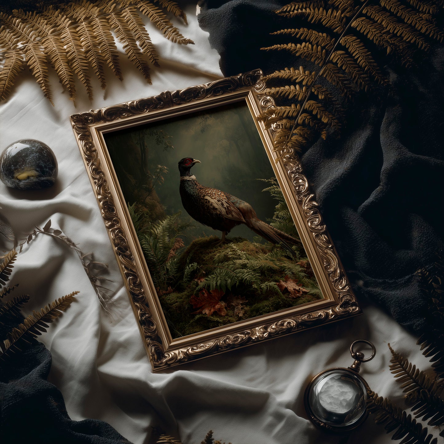 Noble Pheasant Among Forest Ferns