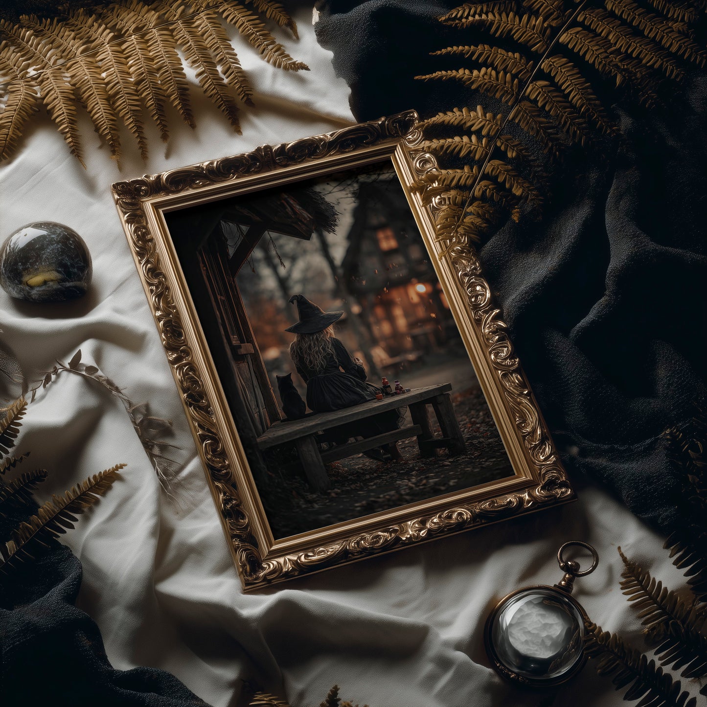 Twilight Cottage And Feline Companion