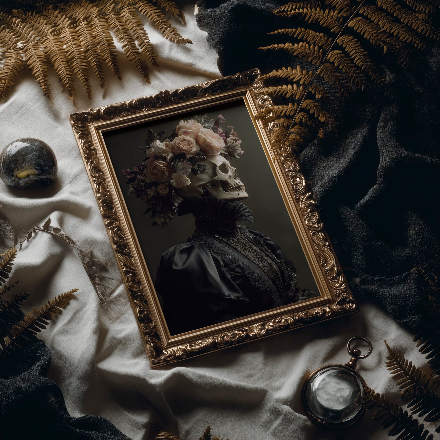 Blush Roses Crown Mortality's Frame