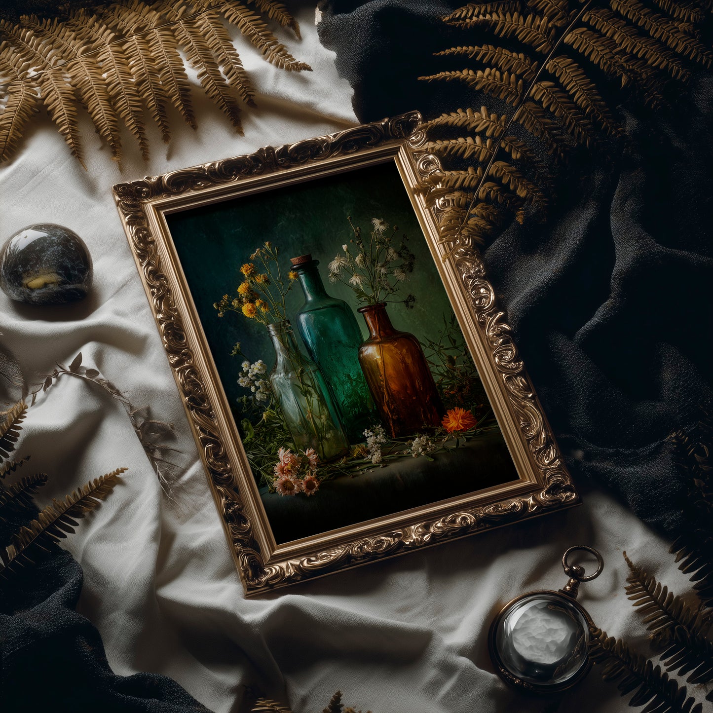 Wildflowers Caught In Vintage Glass