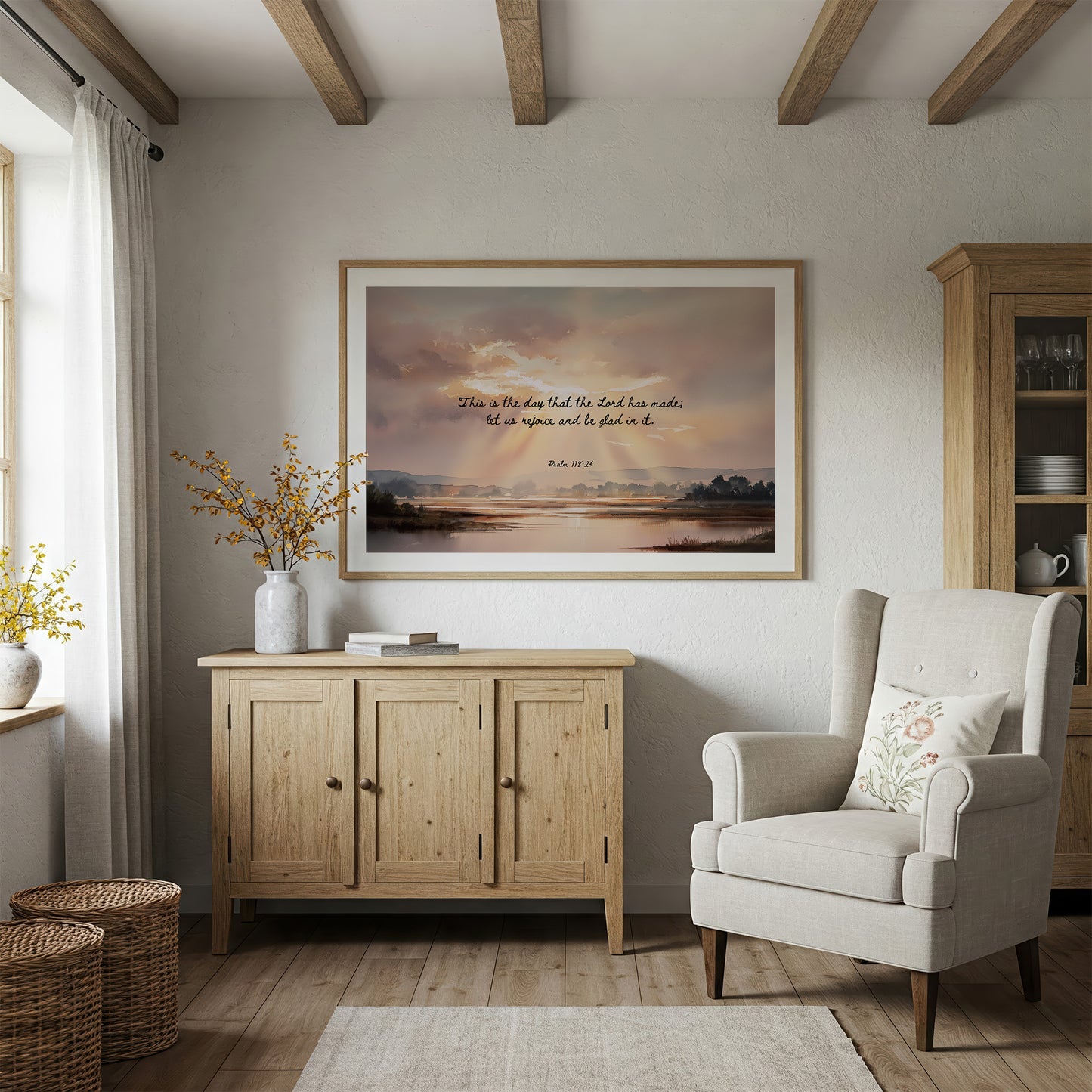 Scripture Glows Over Tranquil Waters