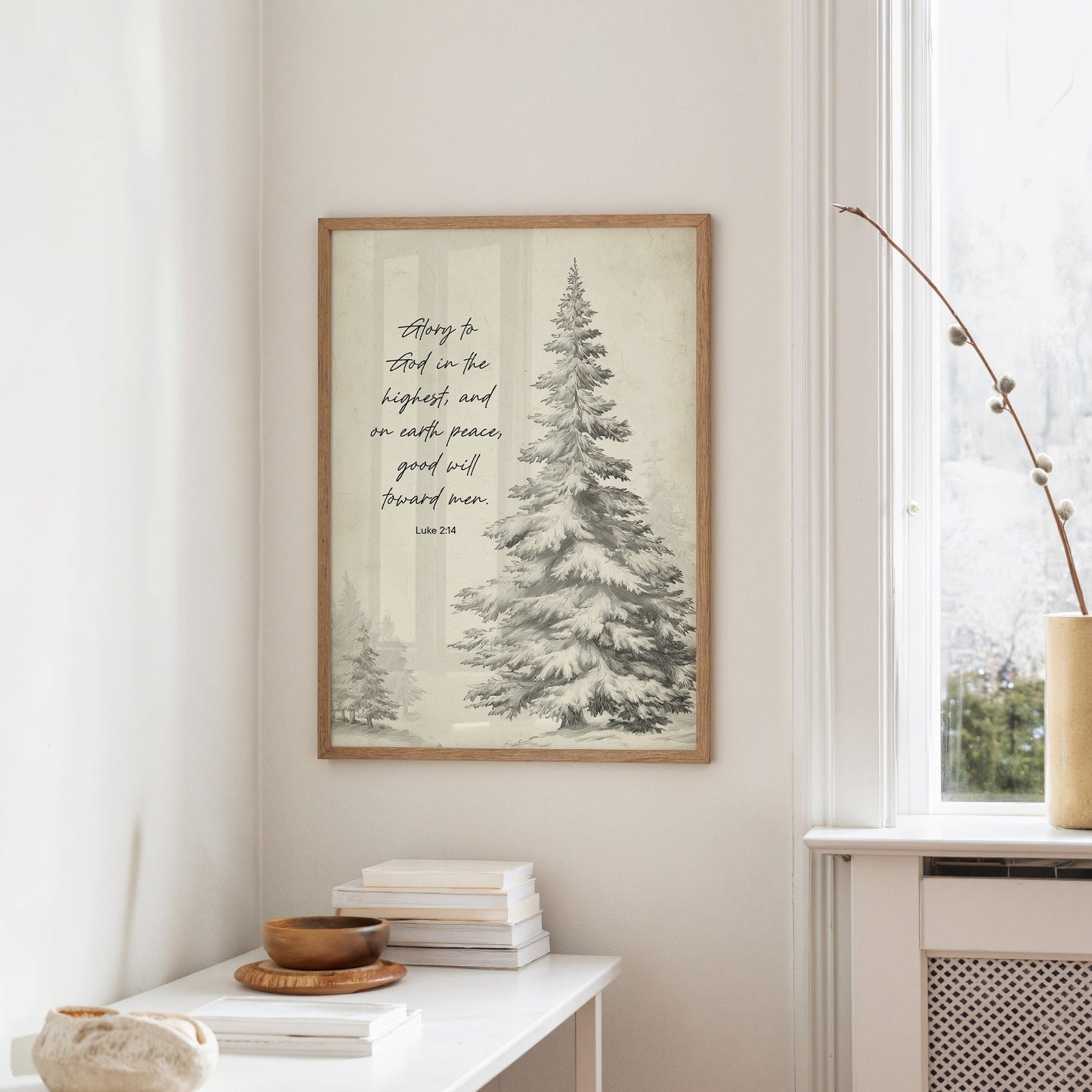 Winter Scripture On Wooden Table