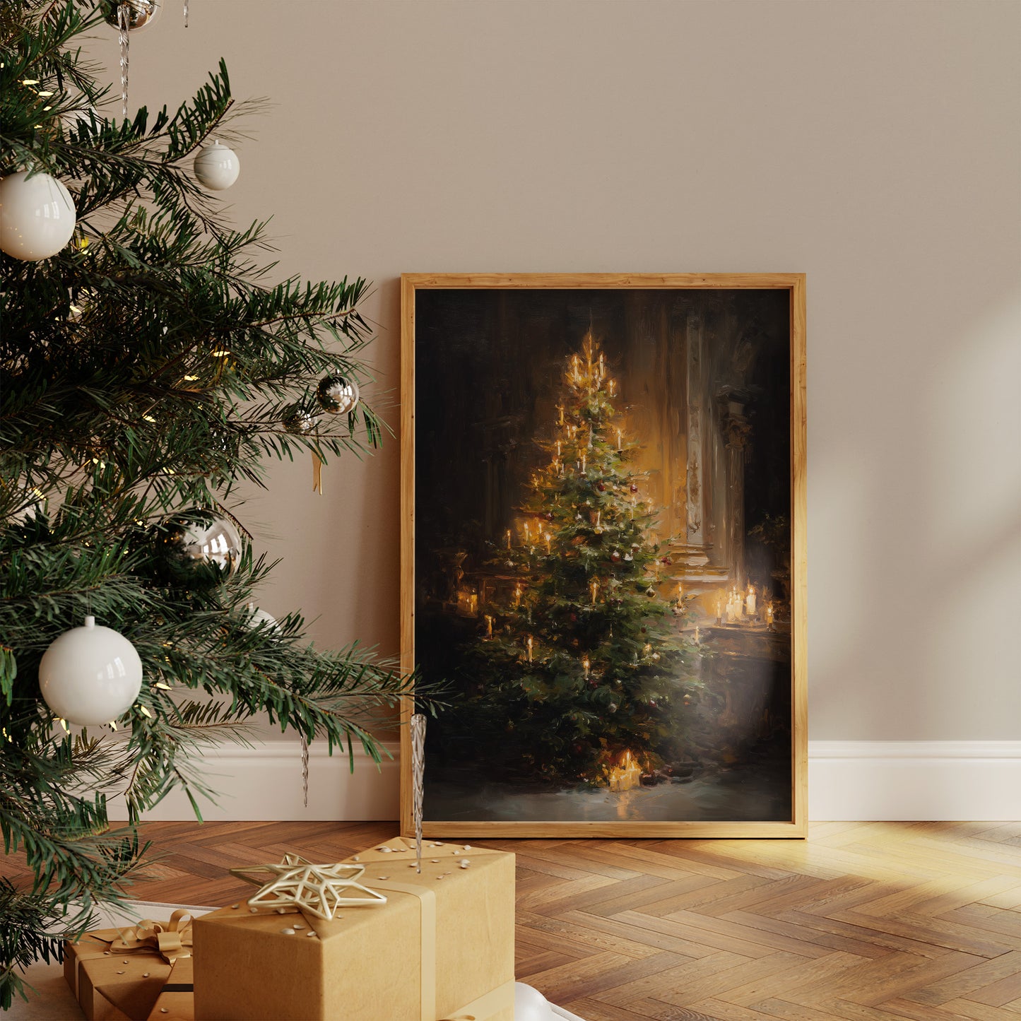 Candlelit Evergreen in Gilded Shadows