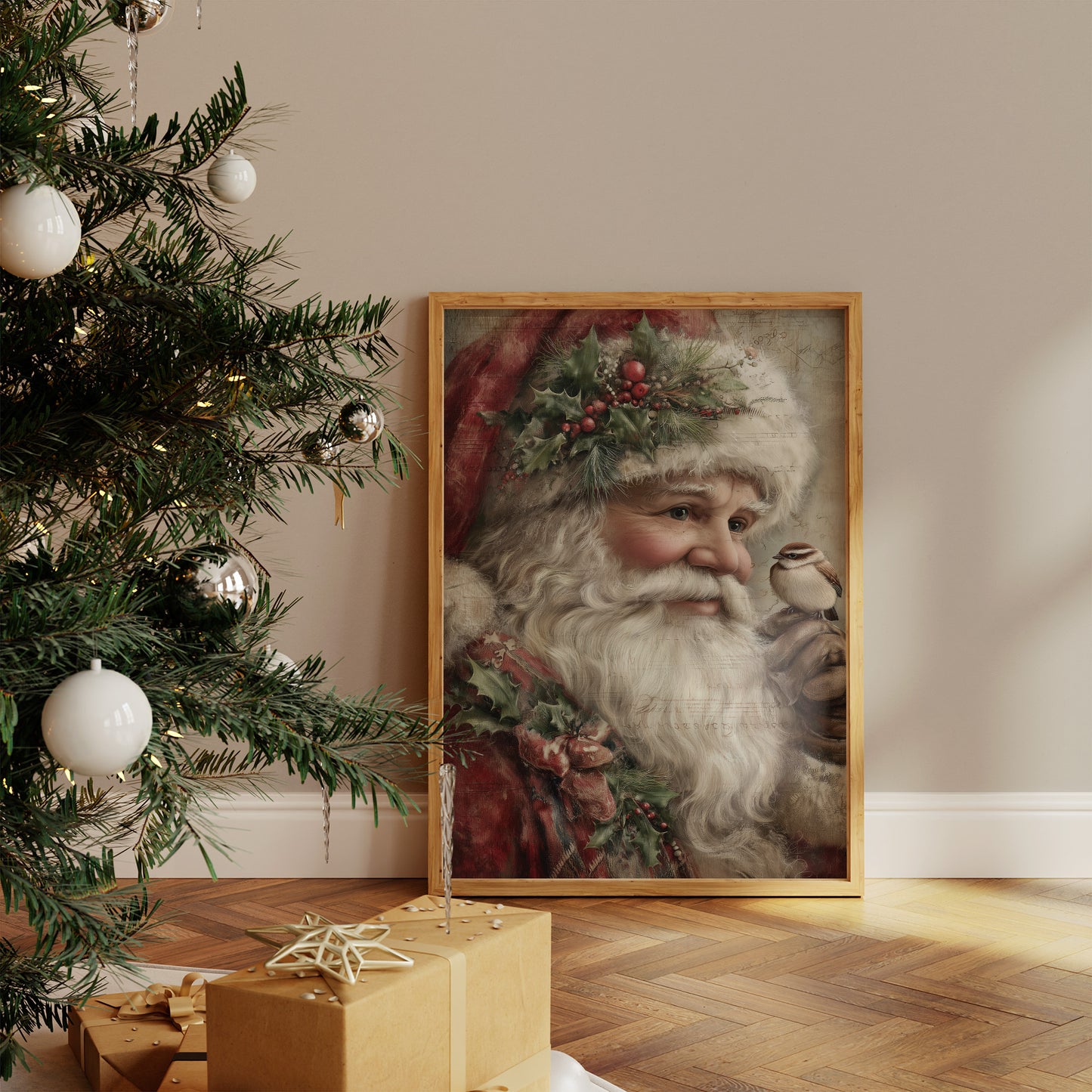 Santa with Nature's Tiny Messenger