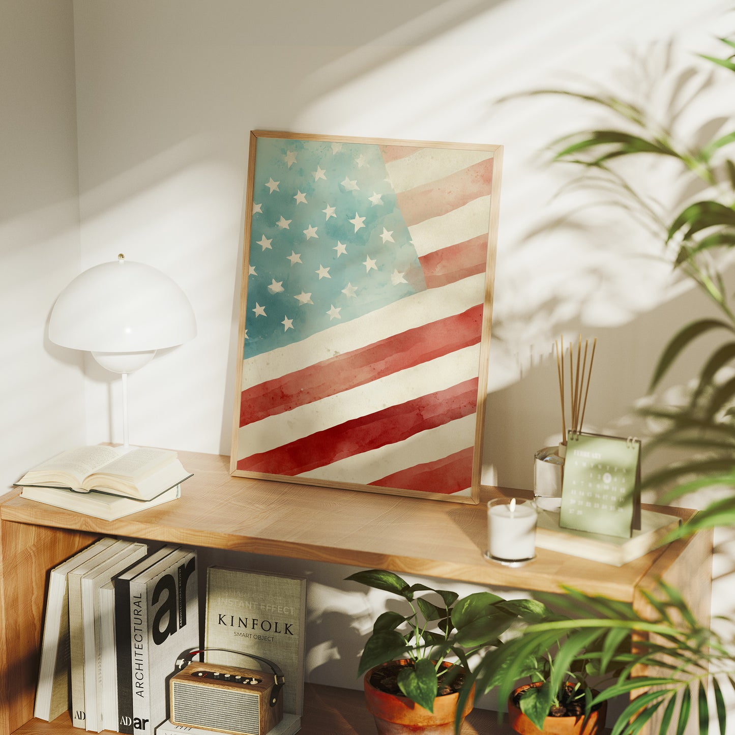 Watercolor Patriotism: America's Gentle Banner