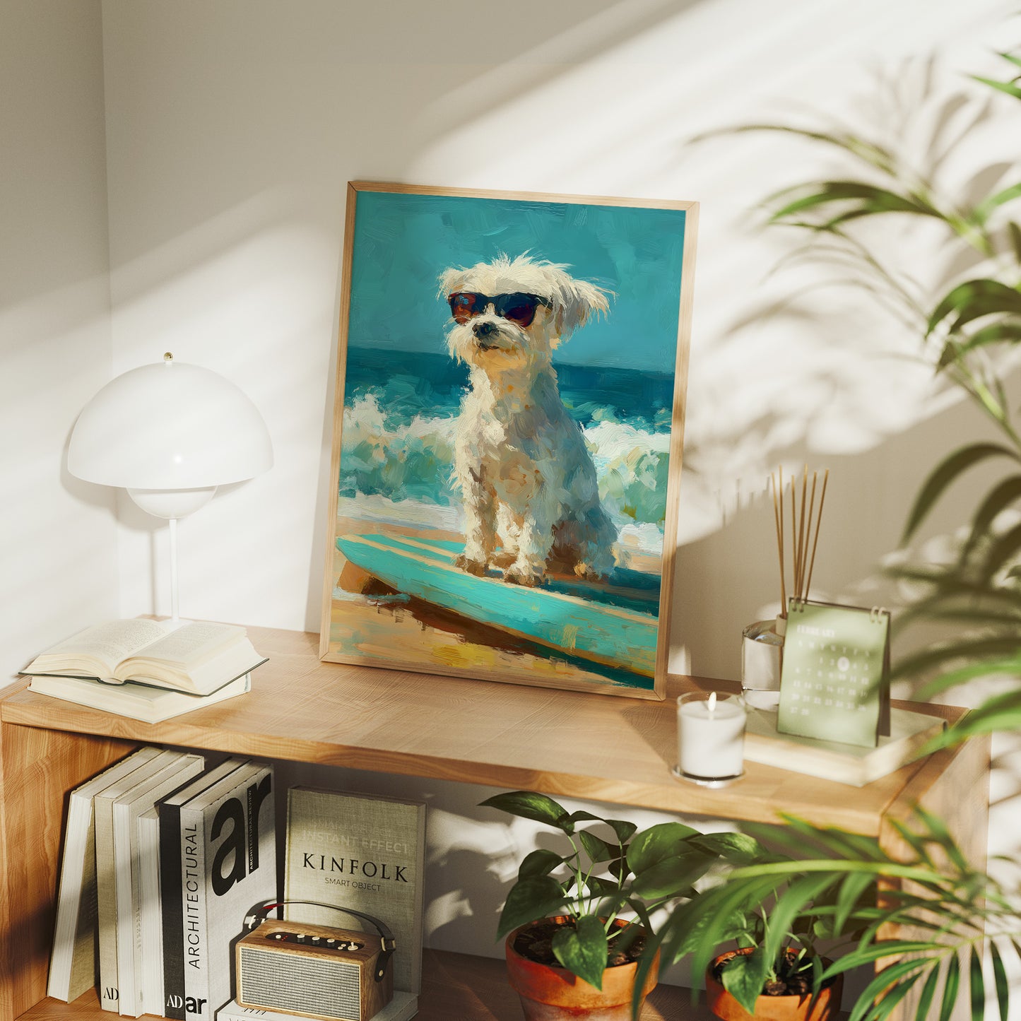 Beach Day Cool: Pup on a Surfboard