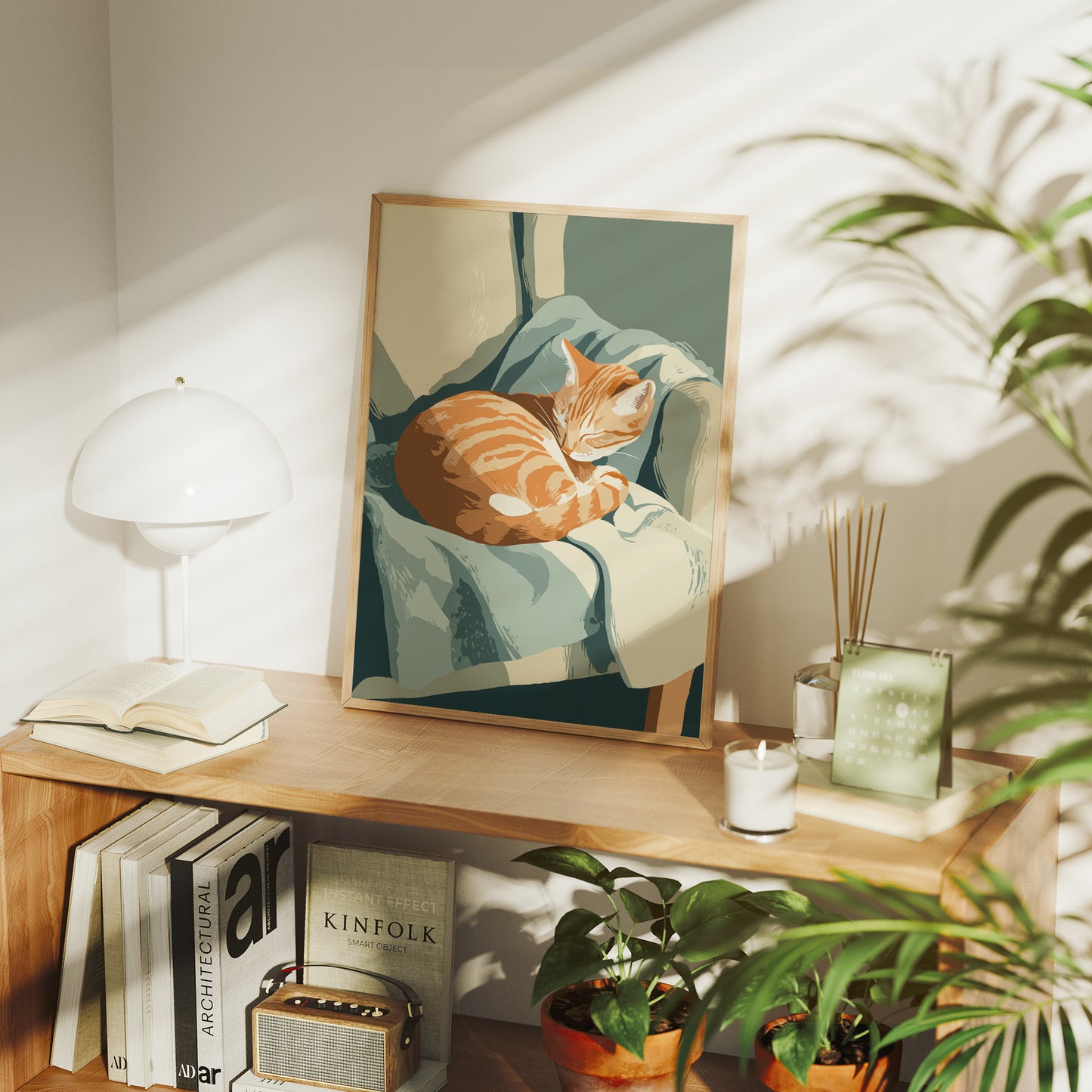Ginger Kitten Curls In Gentle Arms