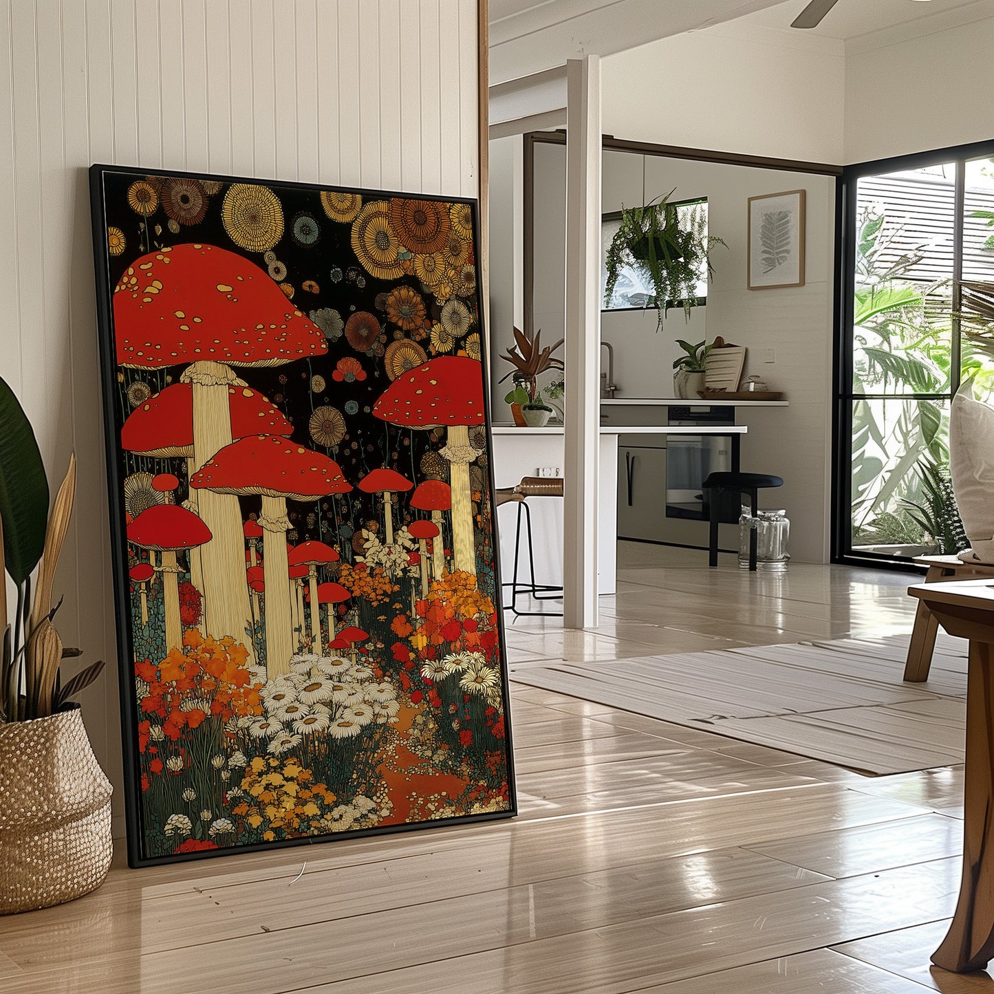 Crimson Mushrooms Dance Under Stars