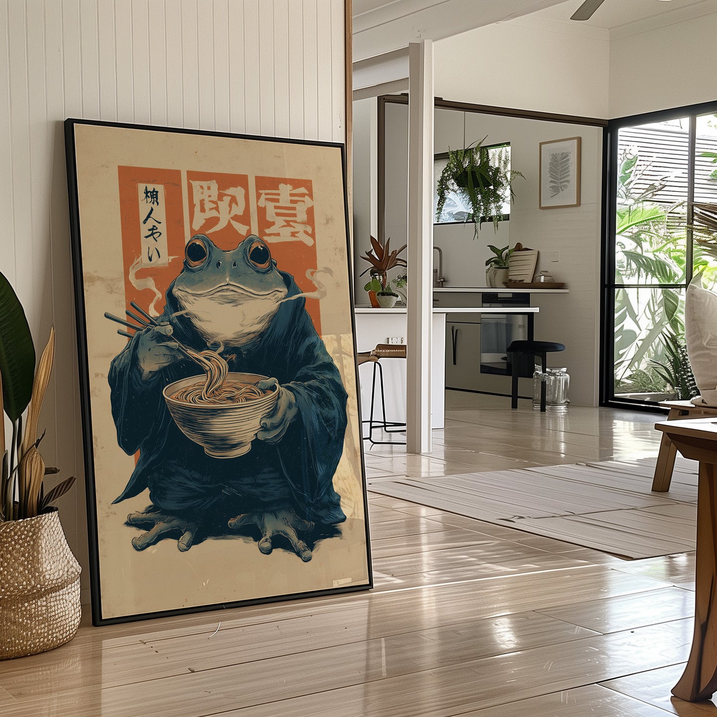 Wise Frog Savors Midnight Ramen