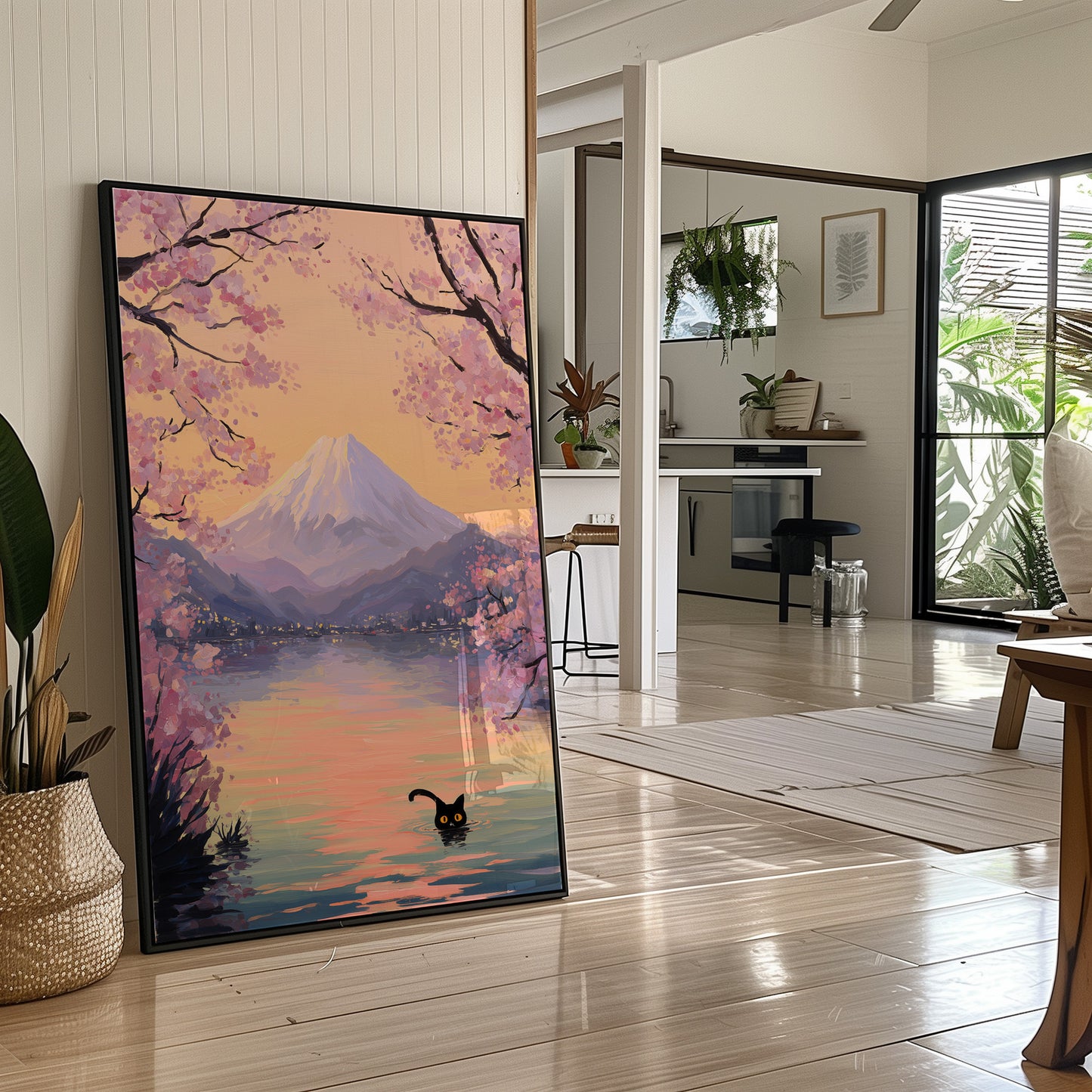 Curious Cat Meets Cherry Blossom Lake