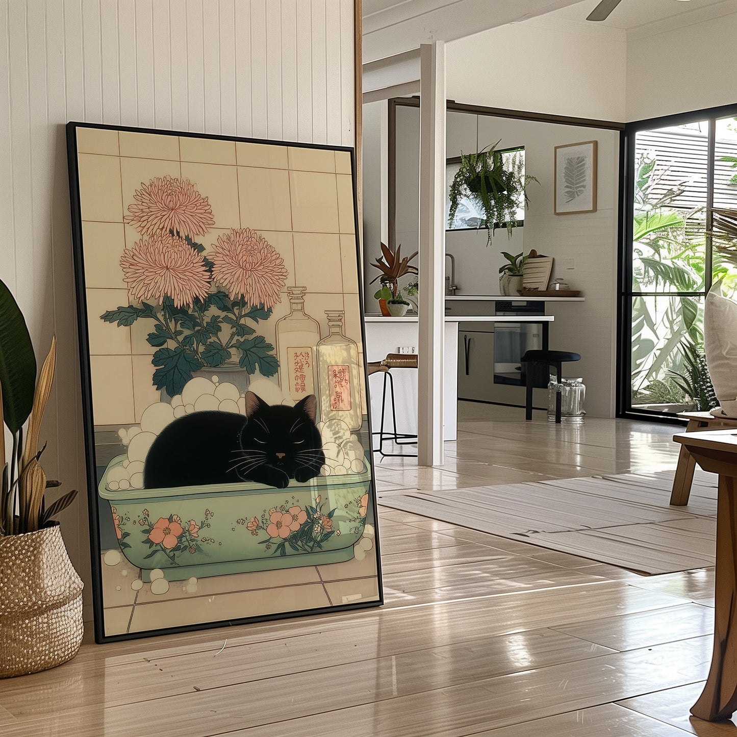 Black Cat's Garden Bath Dreams