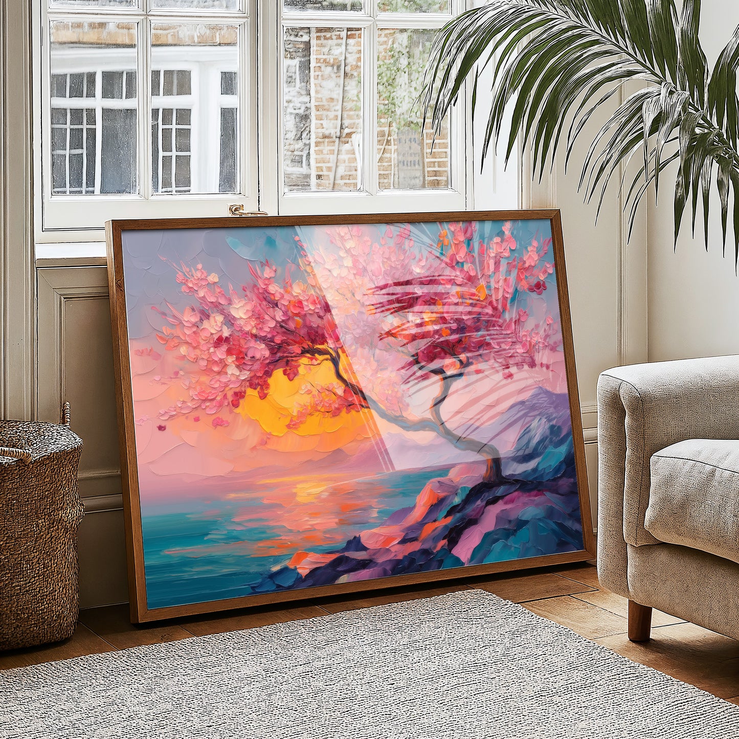 Cherry Blossoms Paint The Ocean Sunset
