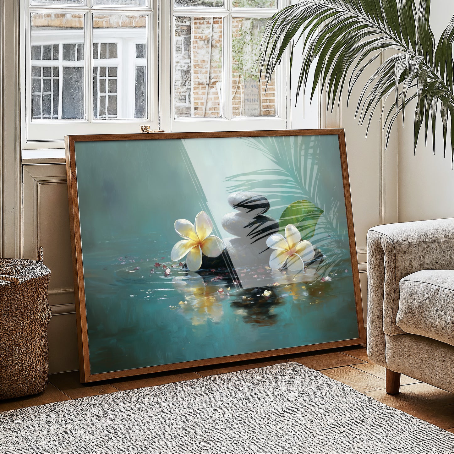 Plumeria Floats On Turquoise Waters
