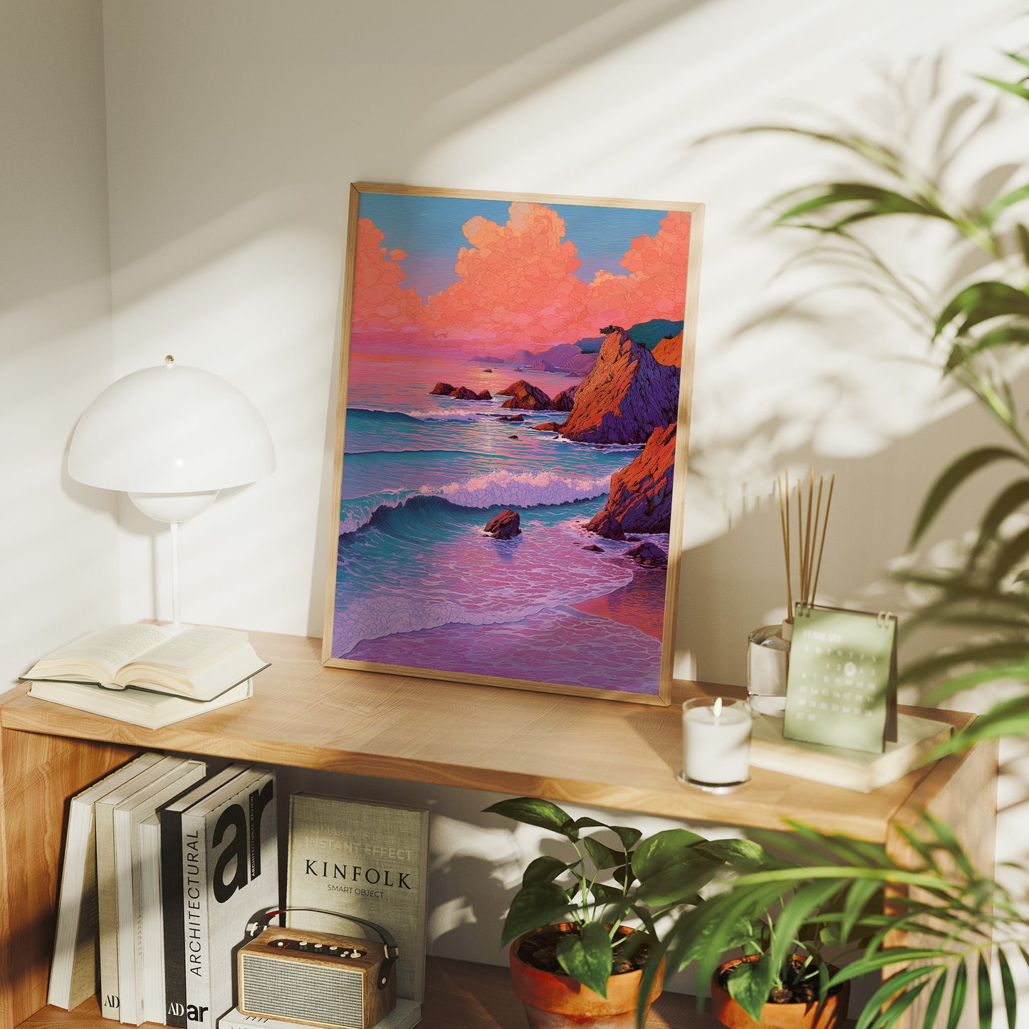Coral Cliffs Meet Twilight Waves