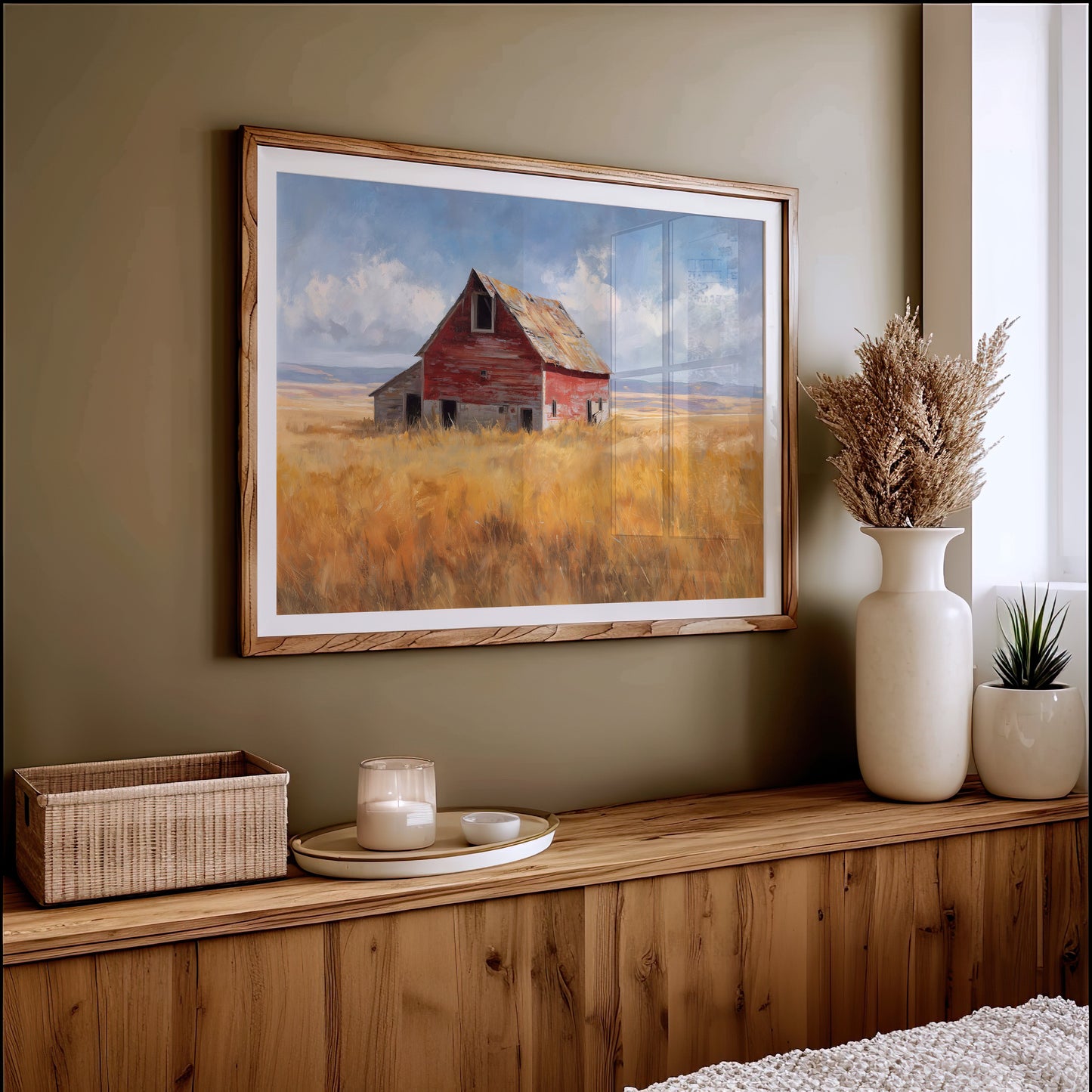 Weathered Red Against Golden Fields