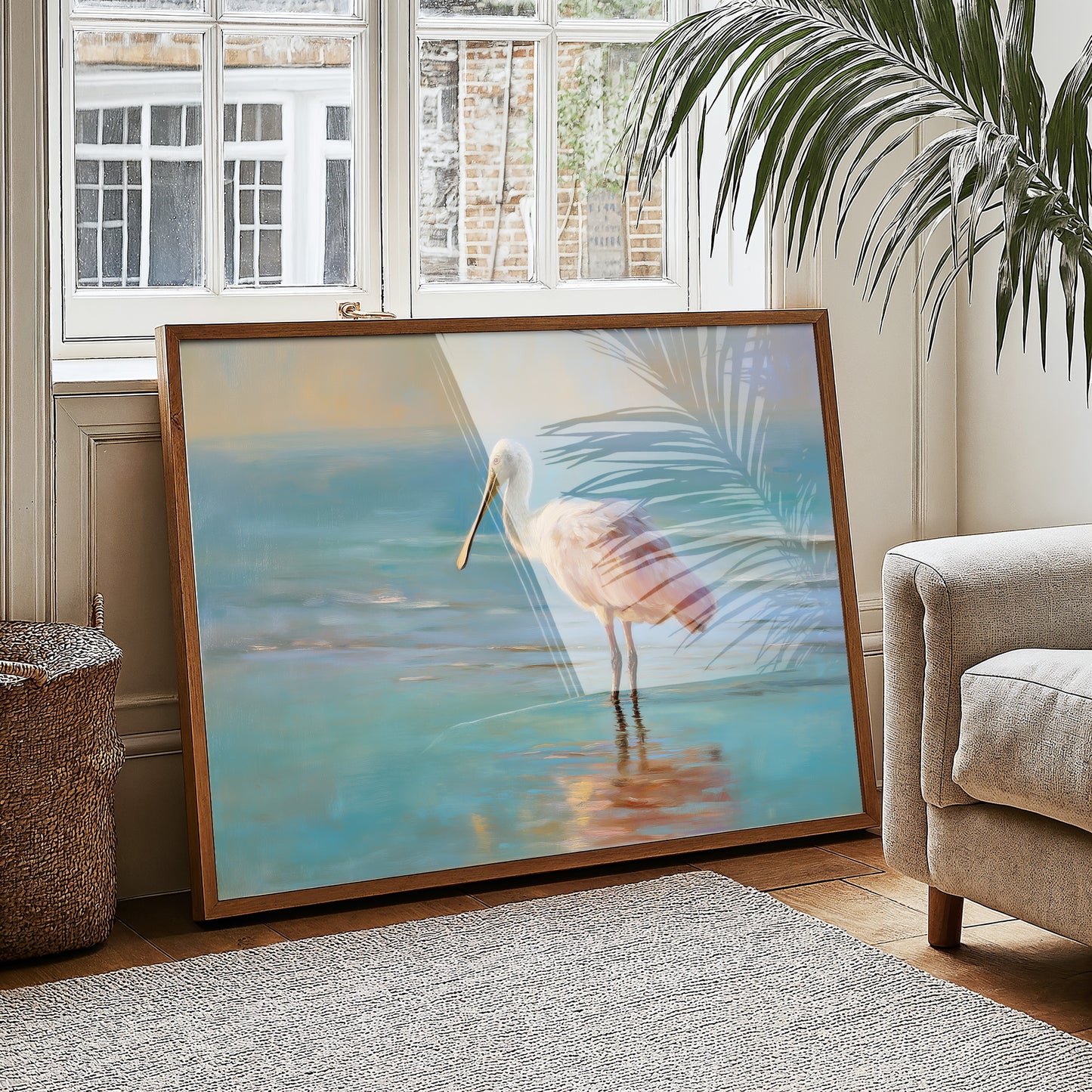 Spoonbill Wades Through Turquoise Stillness