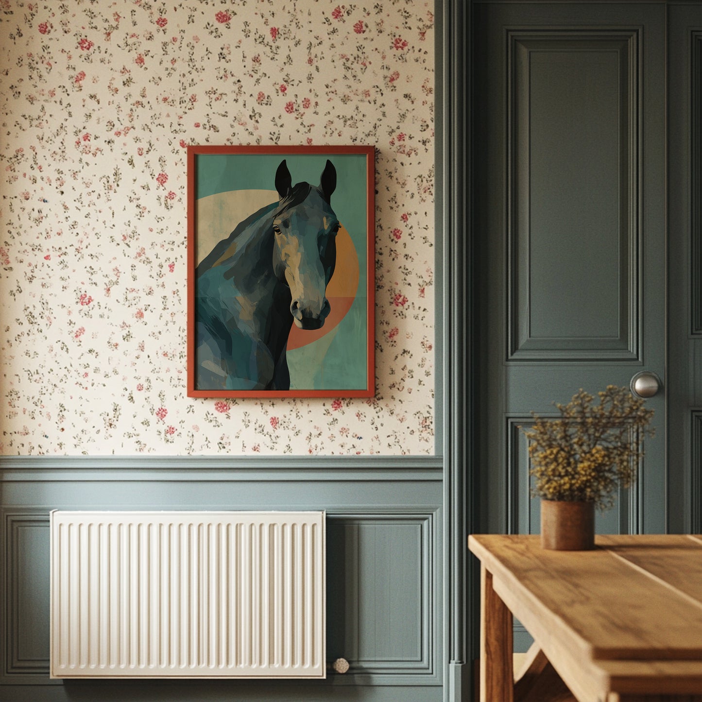 Equine Geometry: Portrait in Teal and Amber